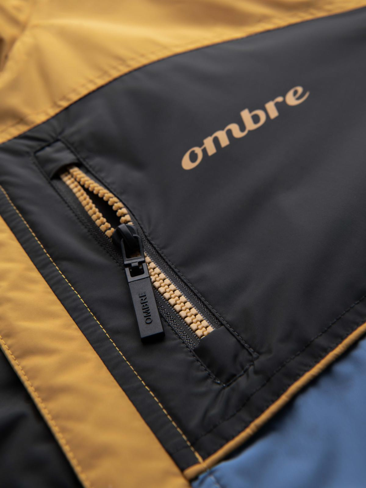 Ombre Lightweight colorful men's sports jacket with fleece - blue-mustard