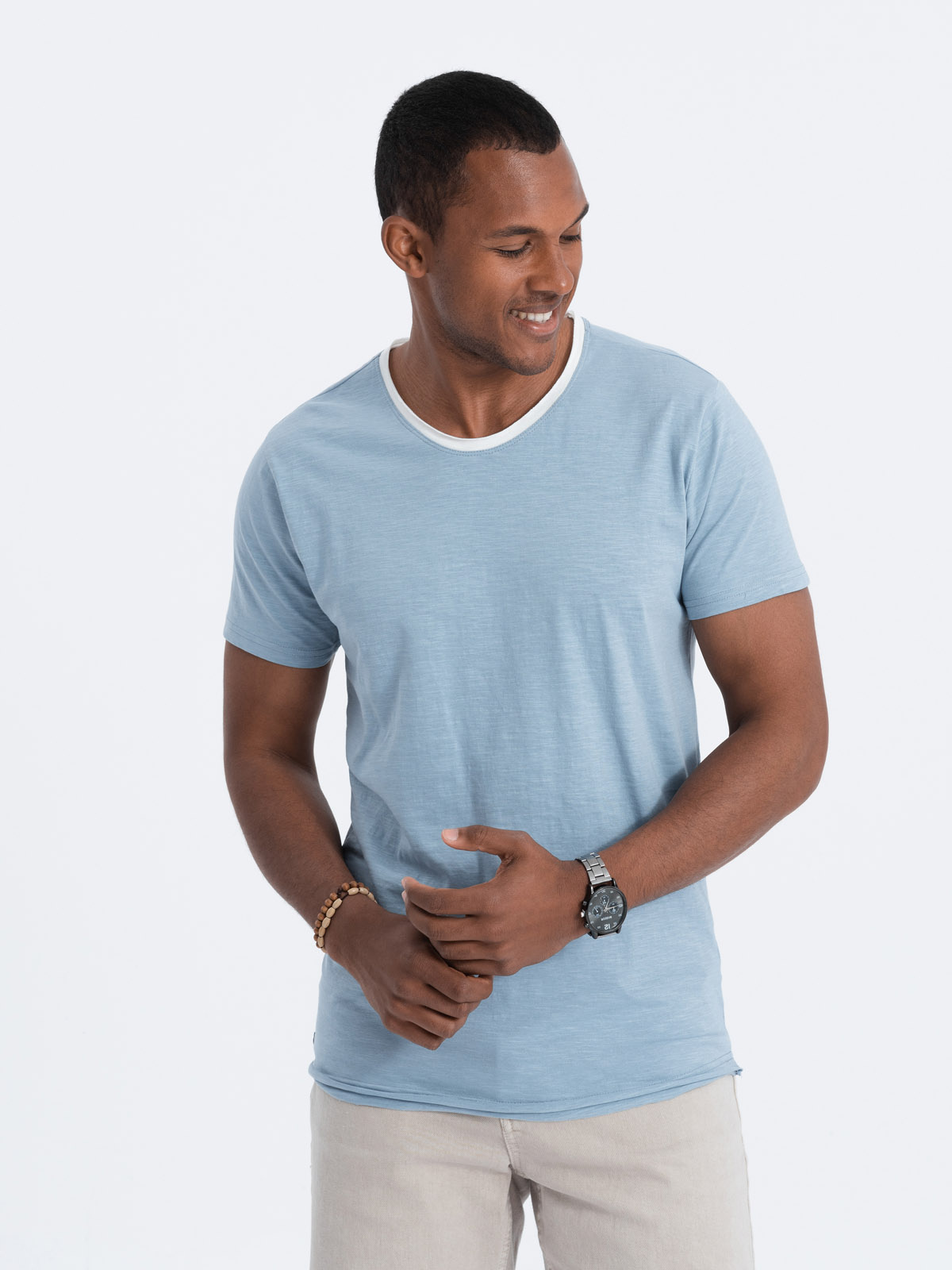 Ombre Mens T-shirt with raw finish - blue