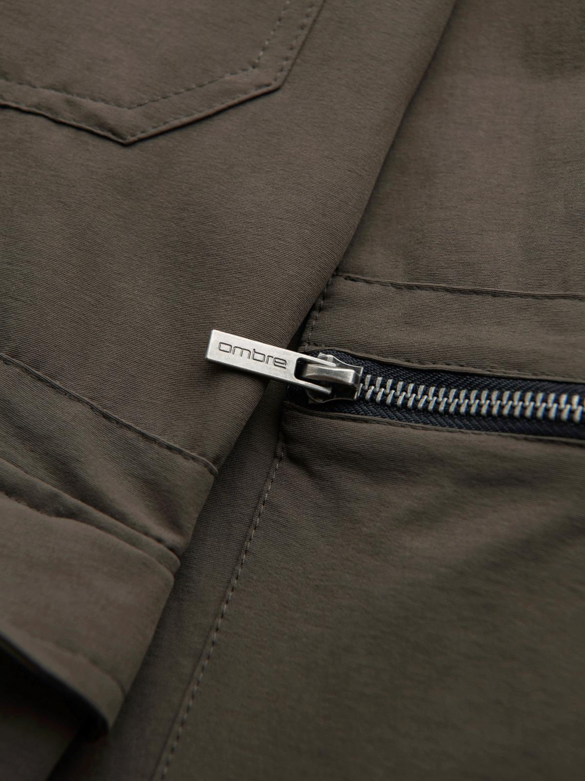 Ombre Men's jogger pants with cargo pockets and print - dark olive green