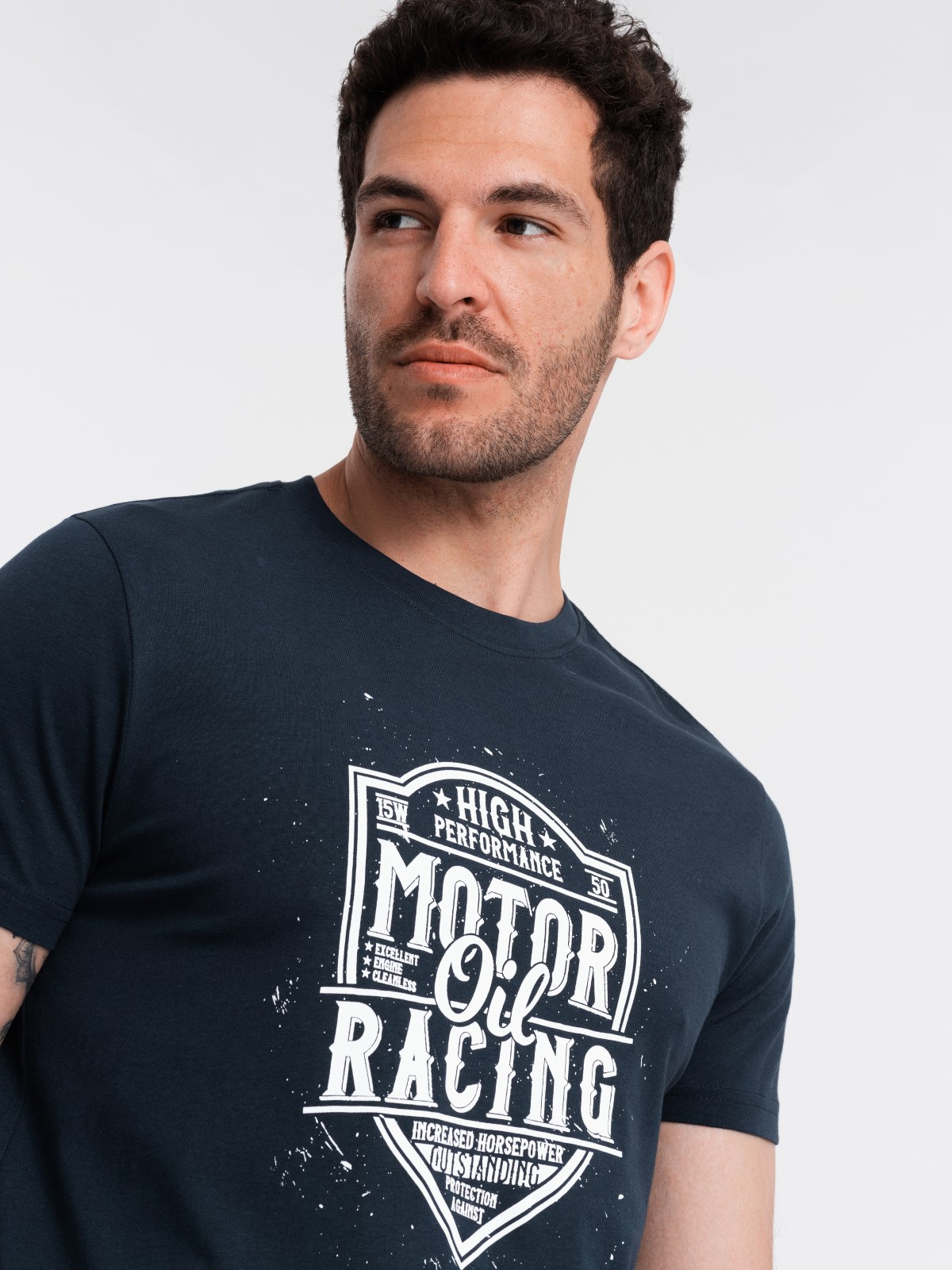 Ombre Men&#039;s motorcycle style printed t-shirt - navy blue