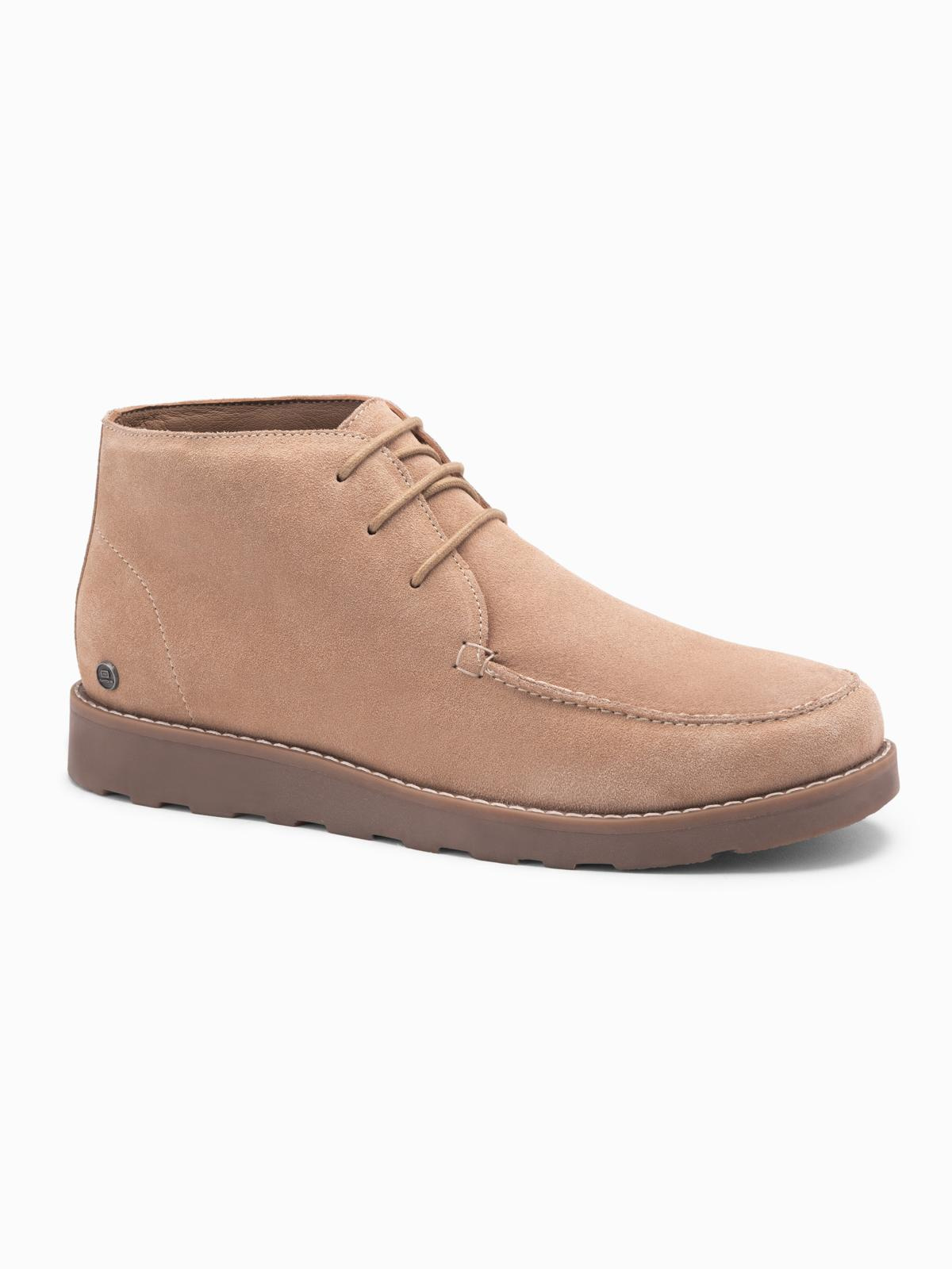 Ombre Men&#039;s suede ankle boots with thick sole - beige