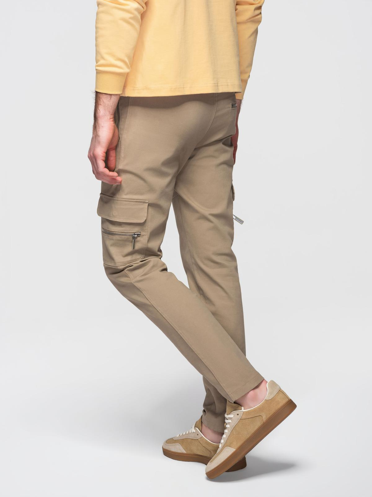Ombre Men's cargo pants STRAIGHT LEG with zippered pockets - khaki
