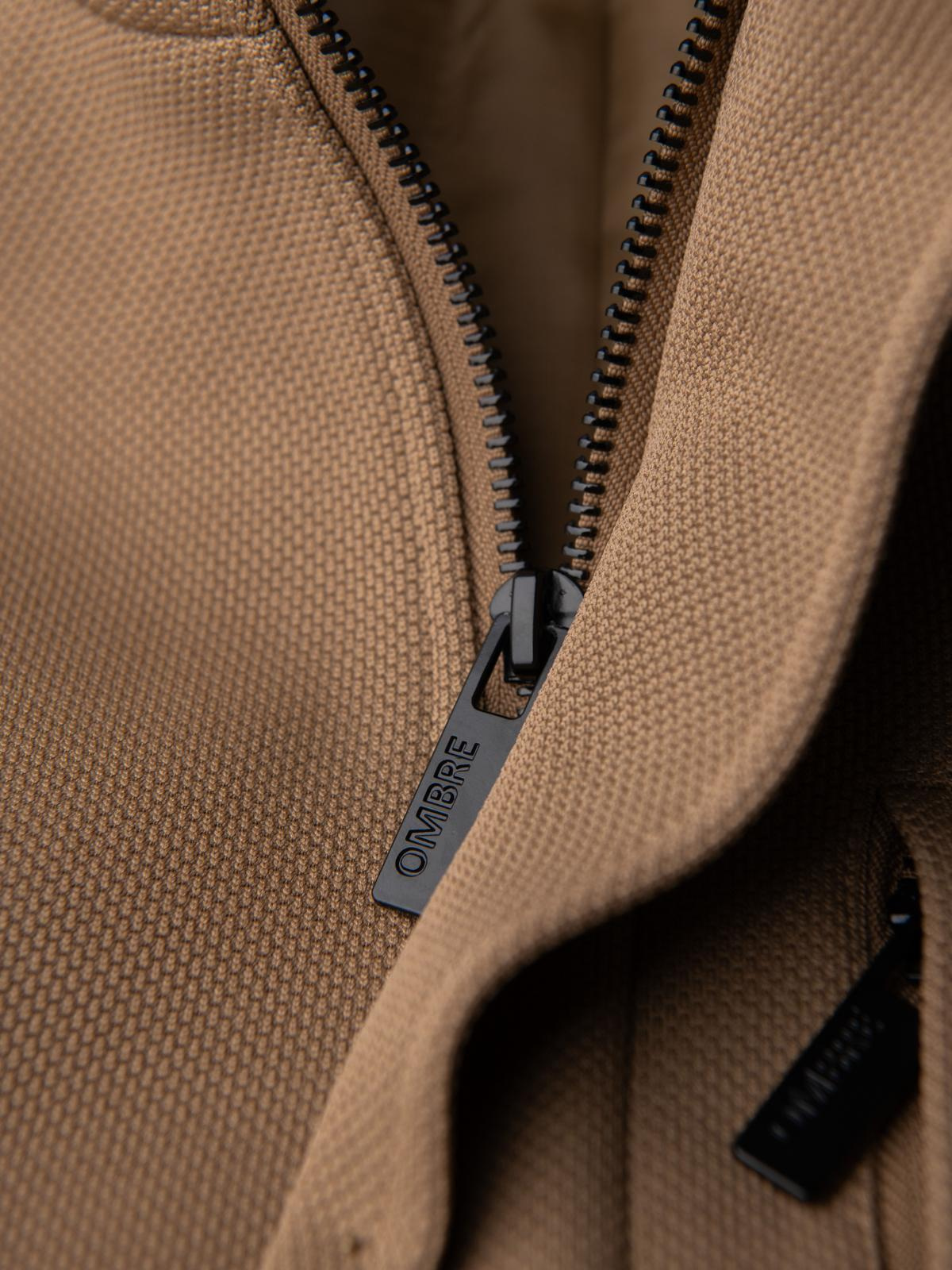 Ombre Structured fitted coat for men with high collar - light brown