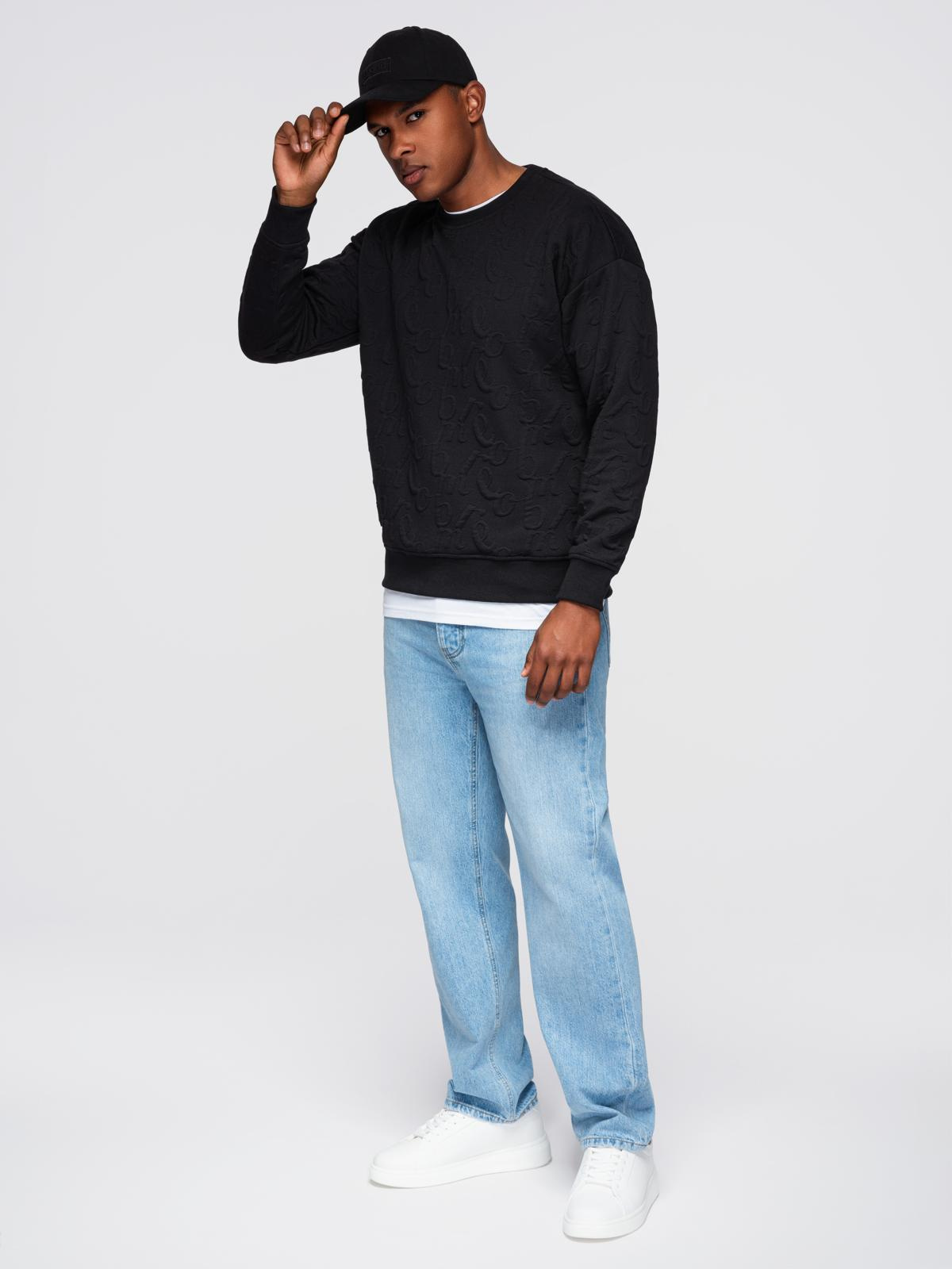 Ombre Men&#039;s RELAXED FIT sweatshirt with embossed letters - black