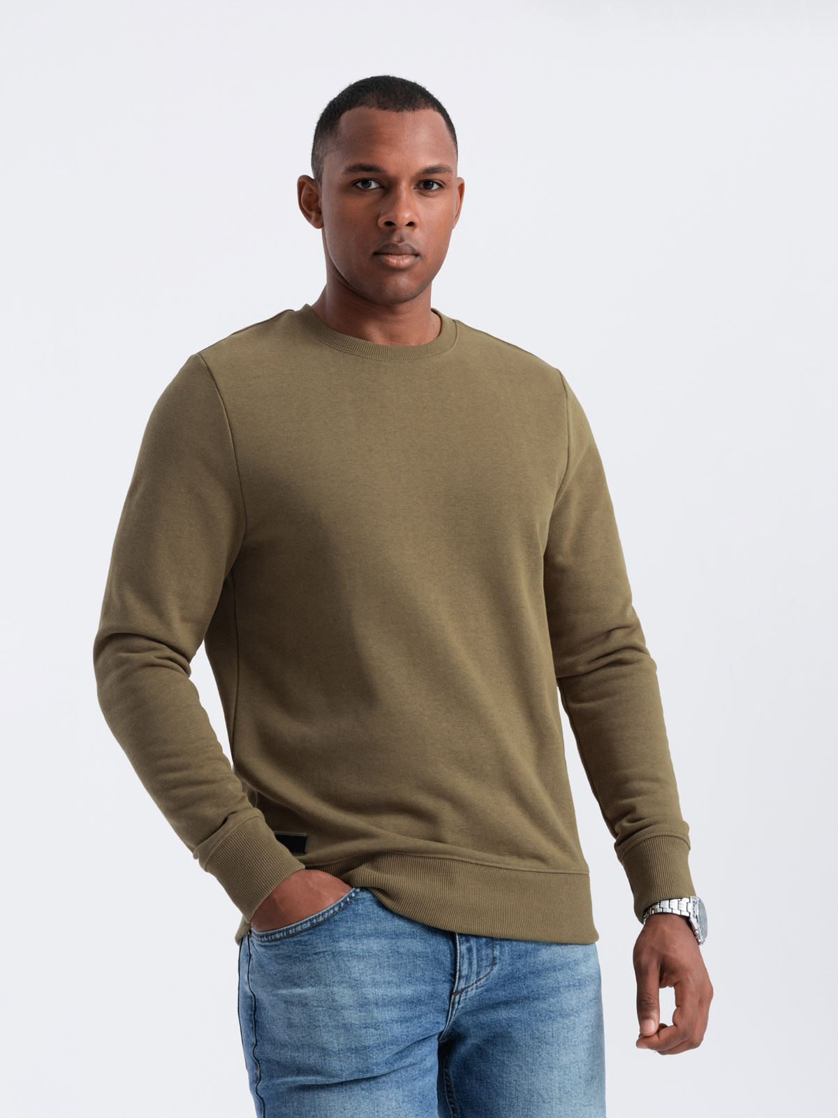 Ombre BASIC men&#039;s cotton non-stretch sweatshirt - olive