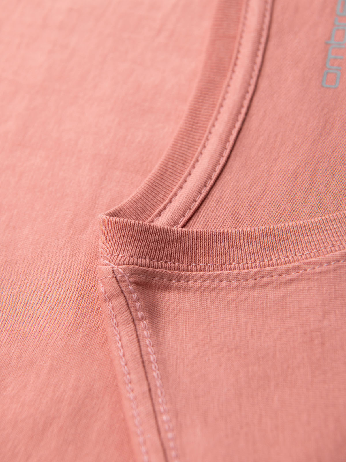 Ombre BASIC men's classic cotton tee-shirt with a v-neck - pink