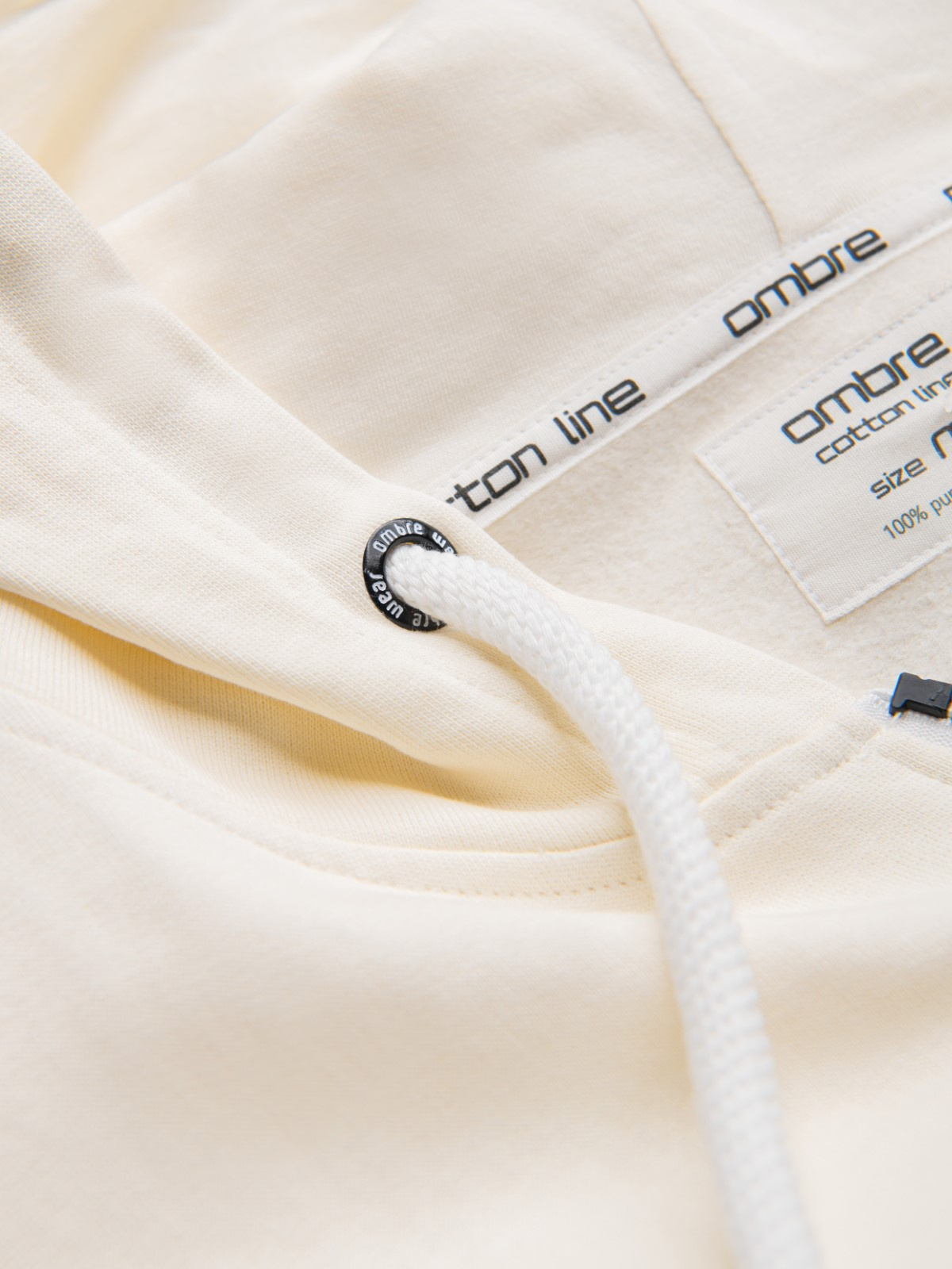 Ombre Men&#039;s BASIC unbuttoned hooded sweatshirt - cream