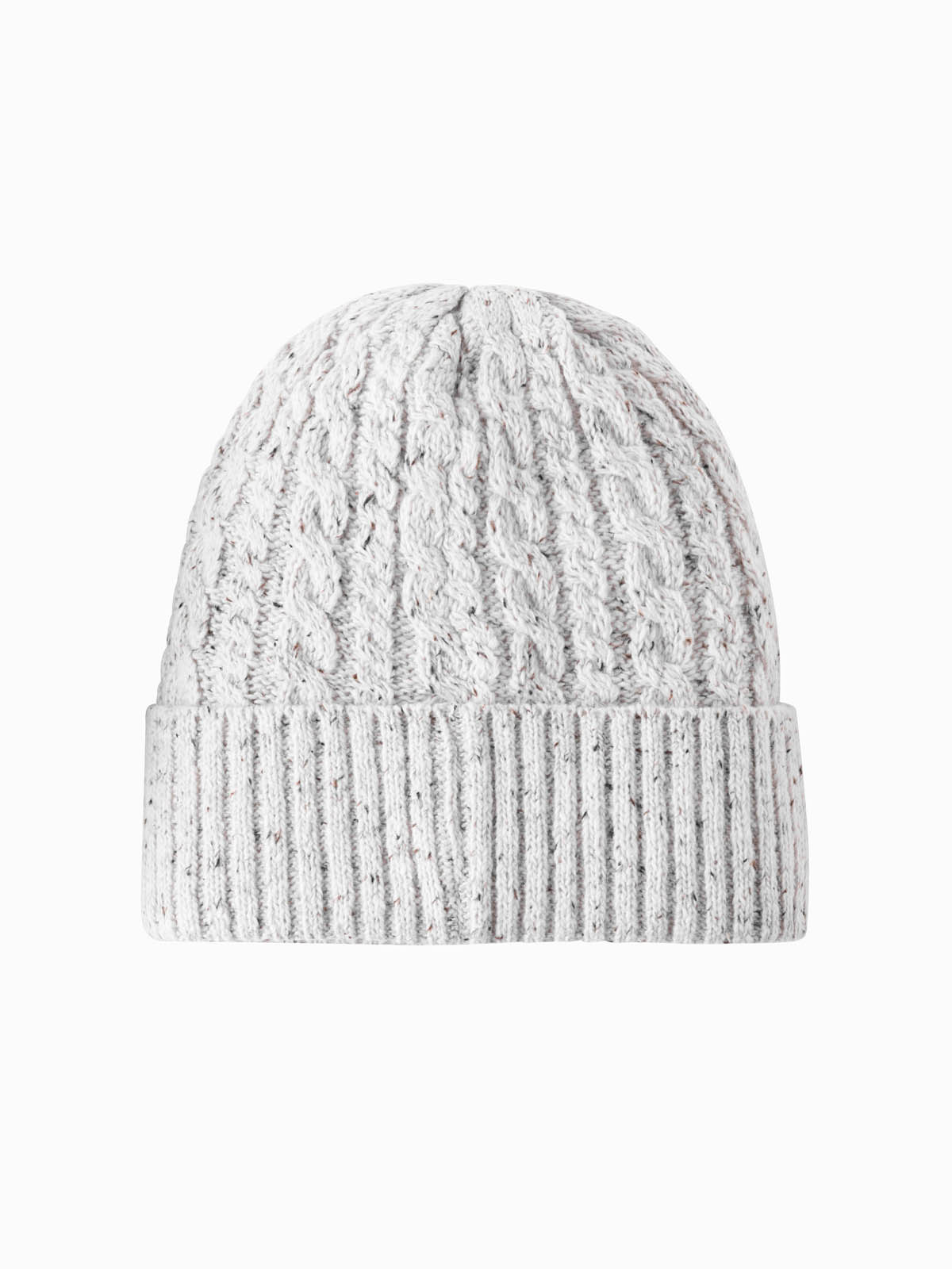 Ombre Men's beanie cap with round embossed patch - broken white