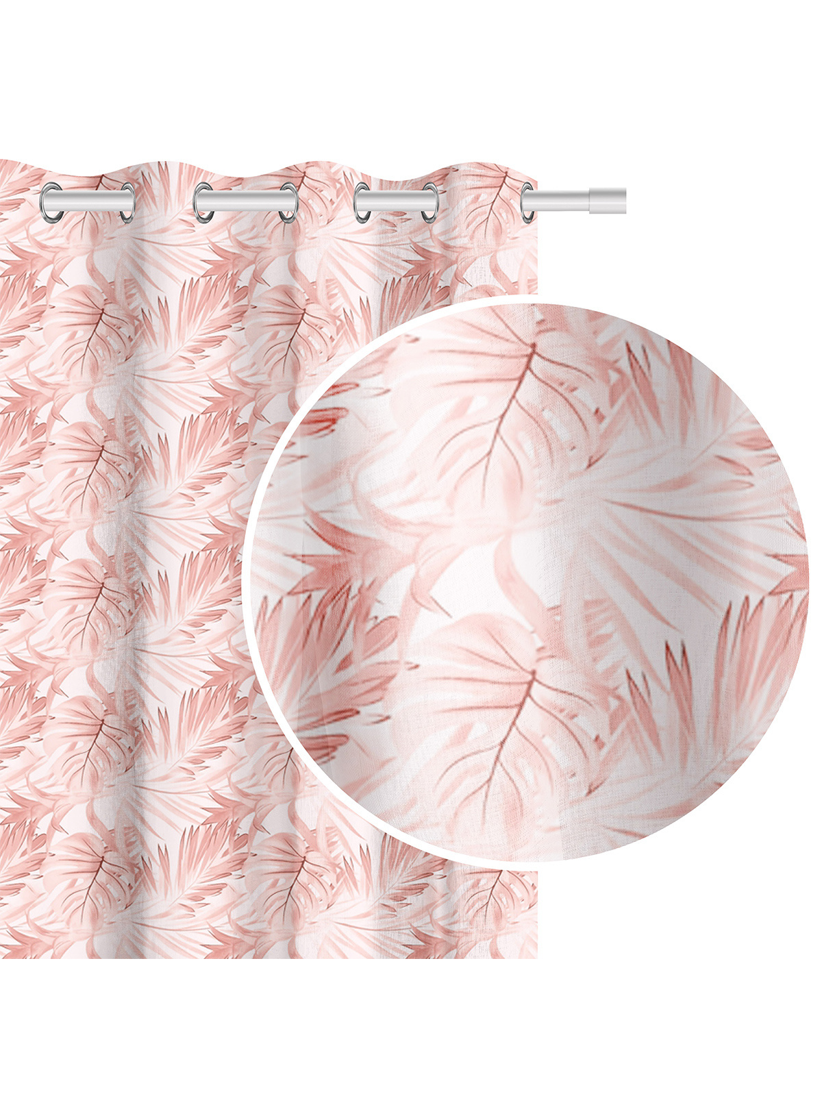 Edoti Curtain With Leaves Hibiscus 140x250 A738