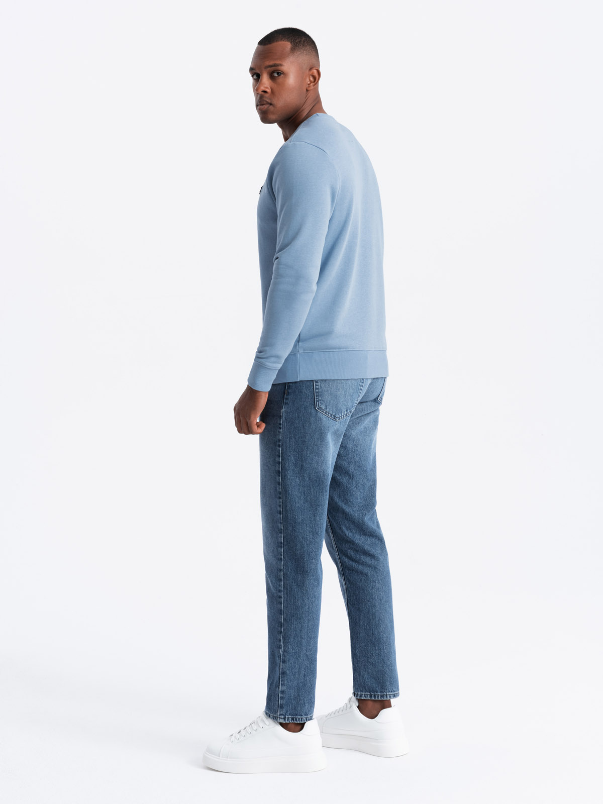 Ombre Men&#039;s non-stretch sweatshirt with metal pin - blue