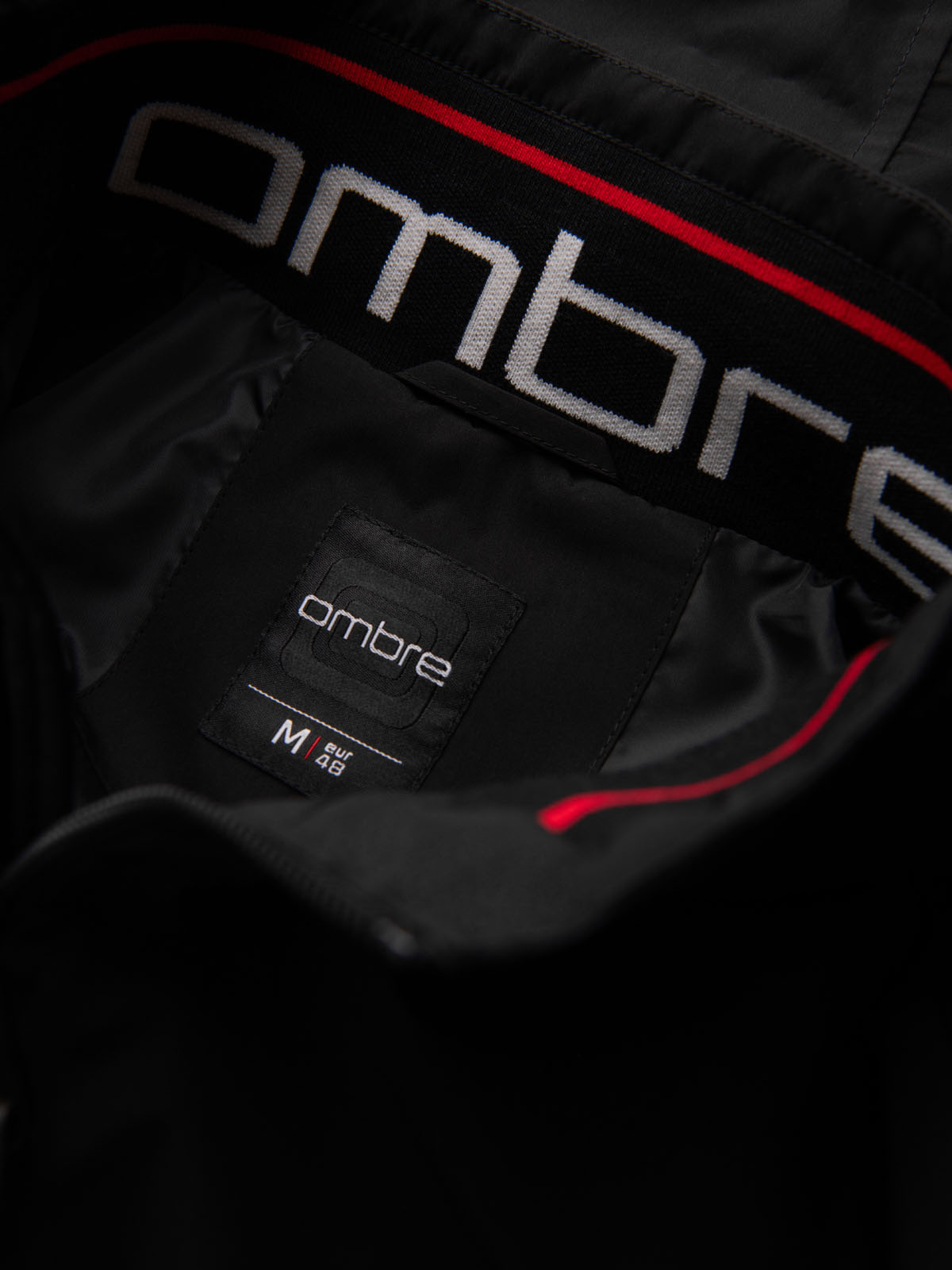 Ombre Men&#039;s jacket with hood and high collar - black