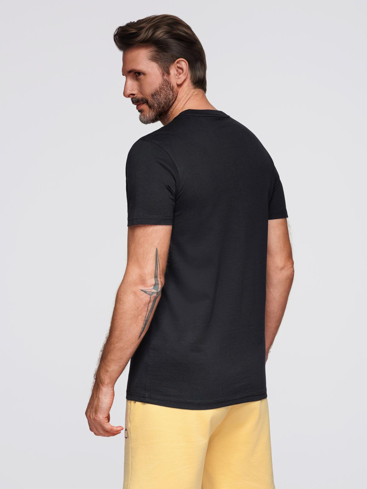 Ombre Men's knitted t-shirt with printed REGULAR cut - black