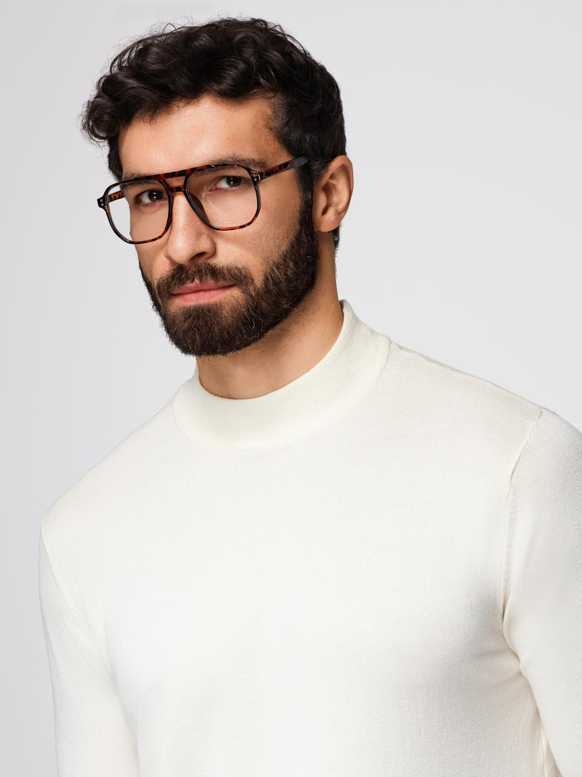 Ombre Men's knitted half turtleneck with viscose - cream