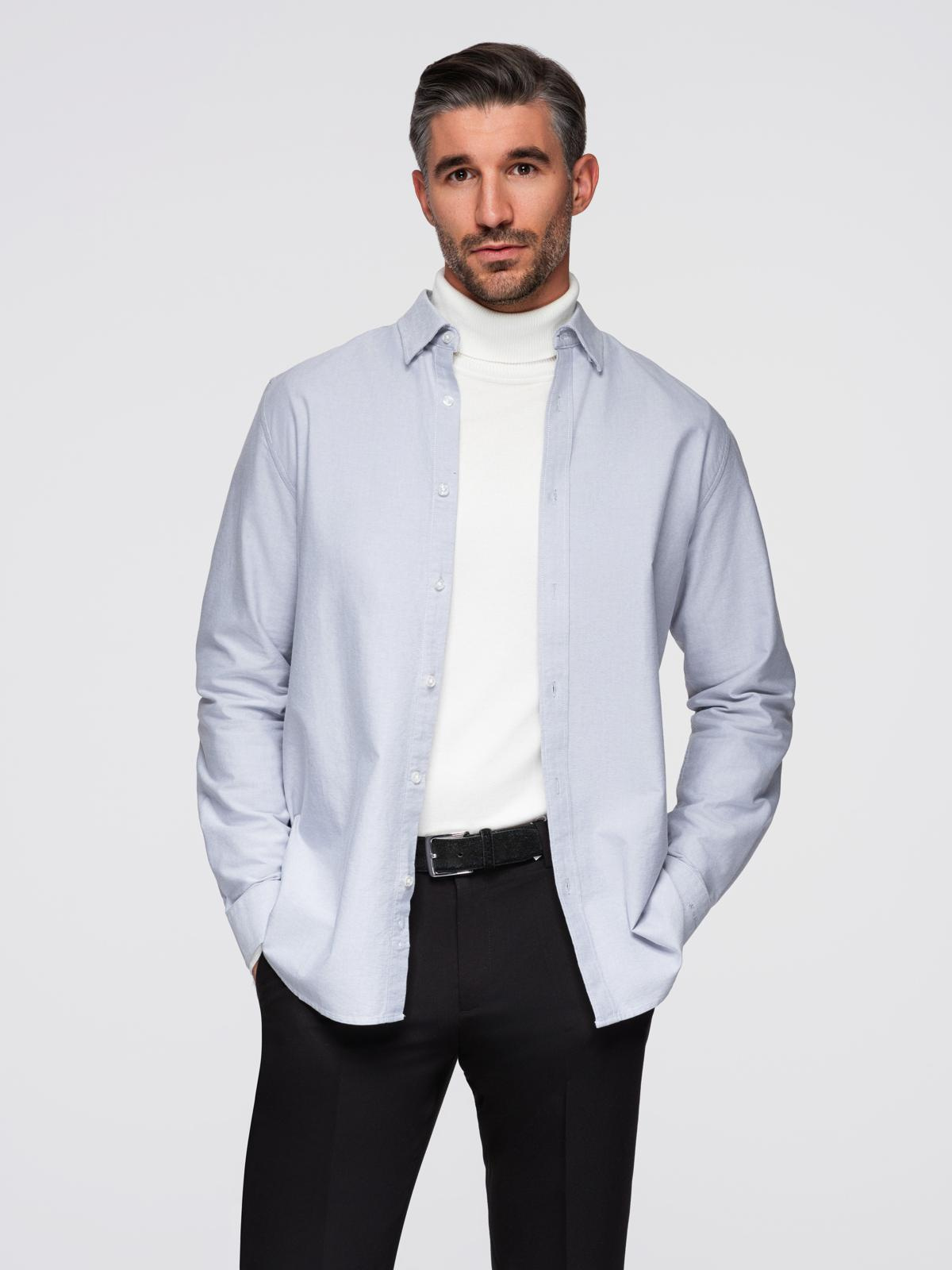 Ombre Elegant men&#039;s oxford shirt with embroidery - blue