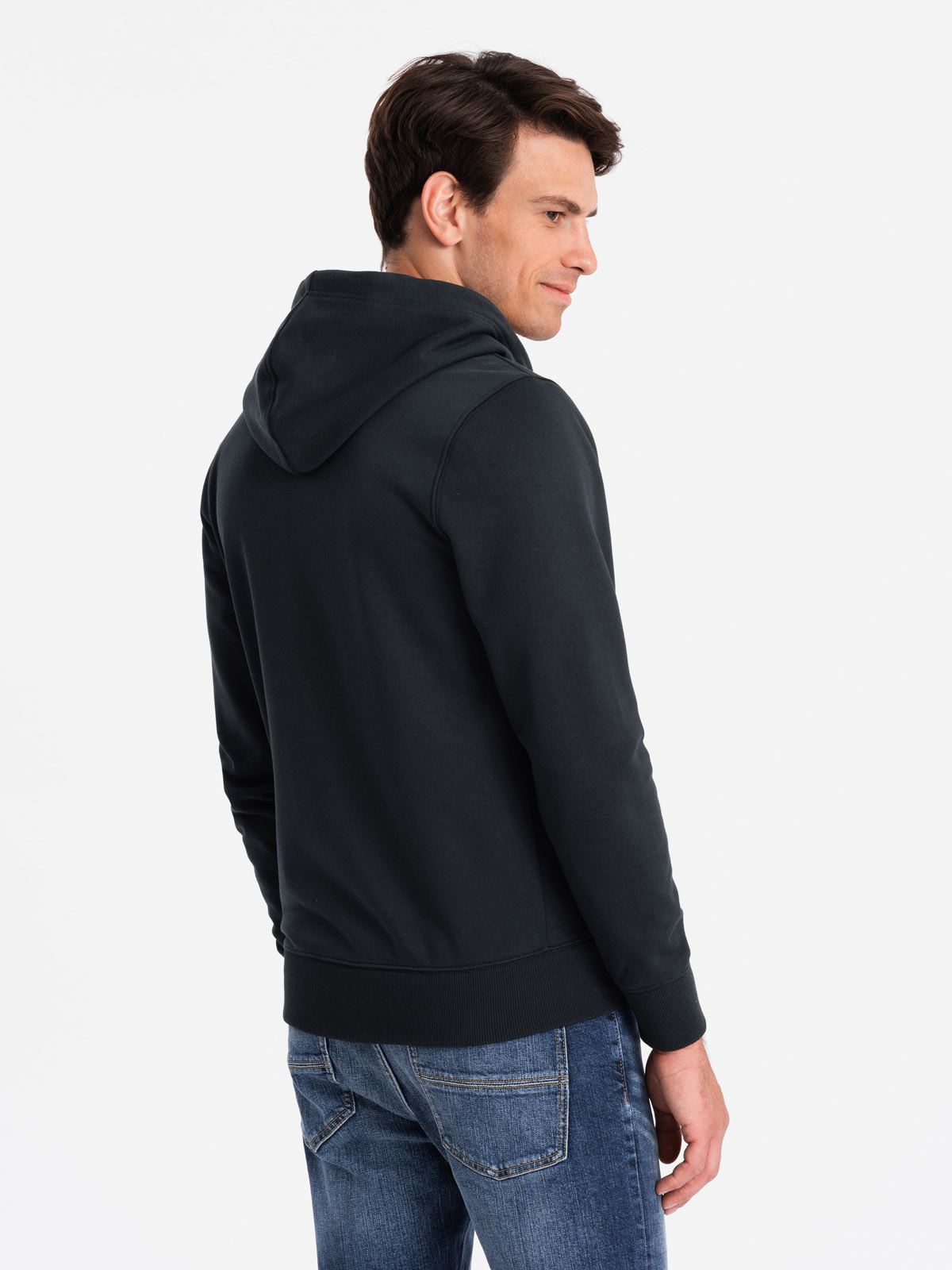 Ombre Men&#039;s unbuttoned cotton BASIC sweatshirt - black