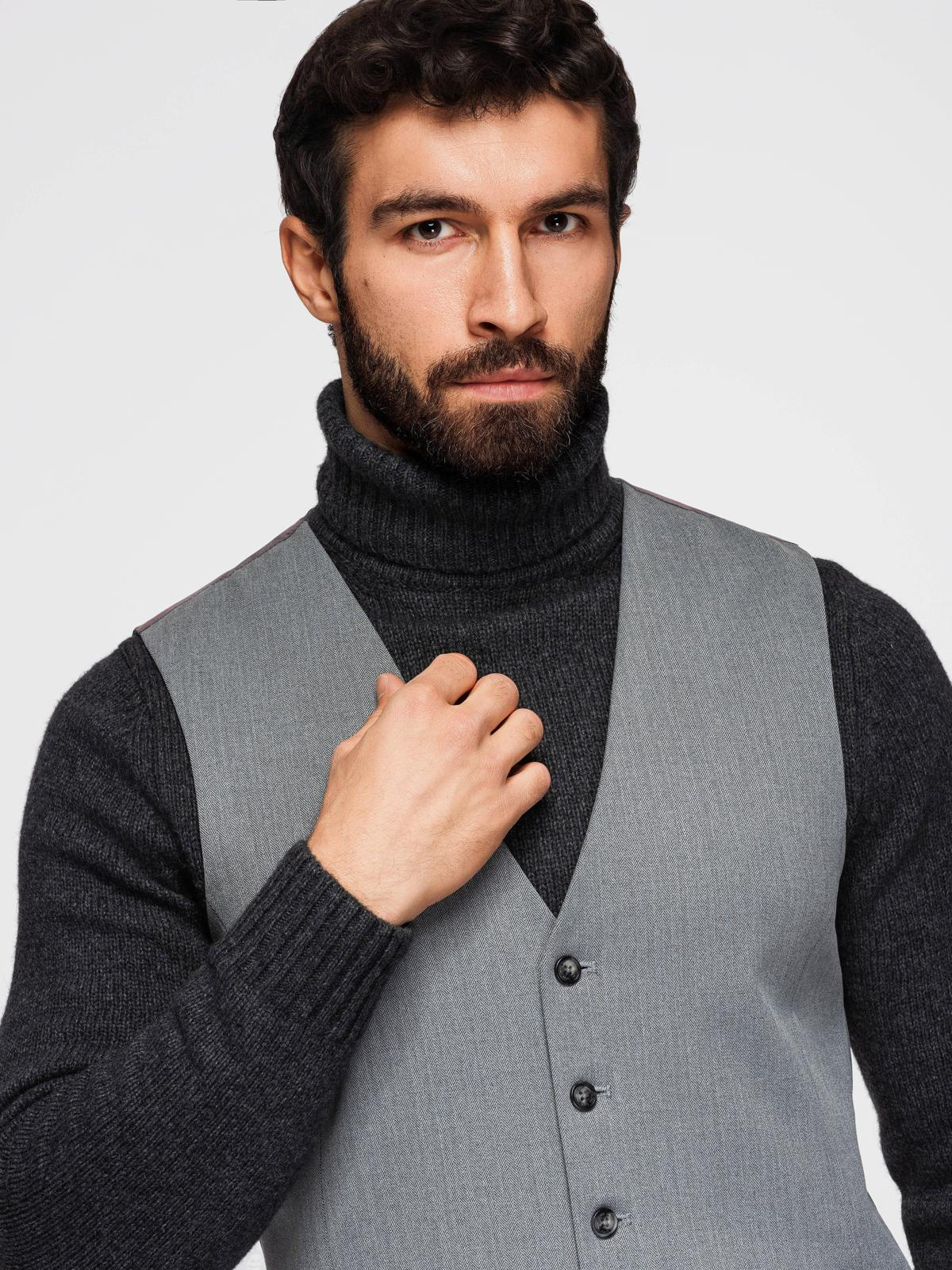 Ombre Elegant men's SLIM FIT herringbone vest - grey