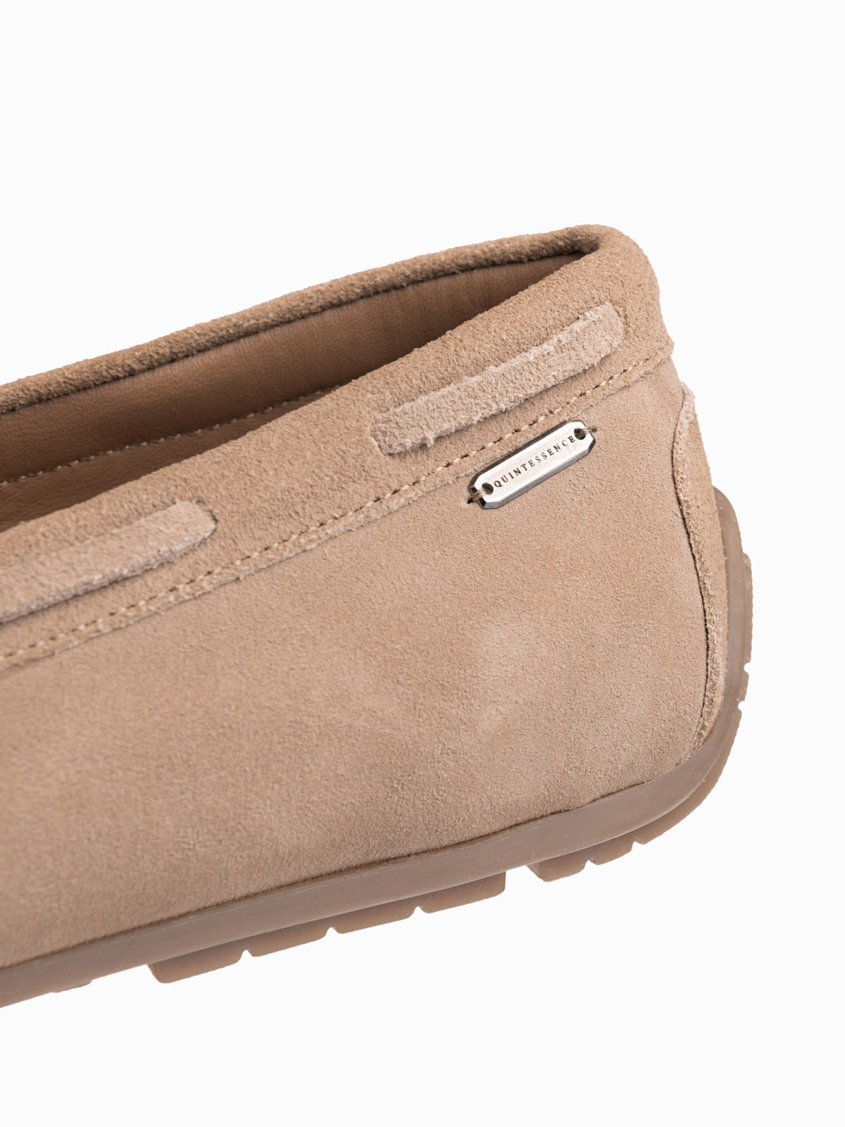 Ombre Men's leather moccasin shoes with thong and driver sole - beige