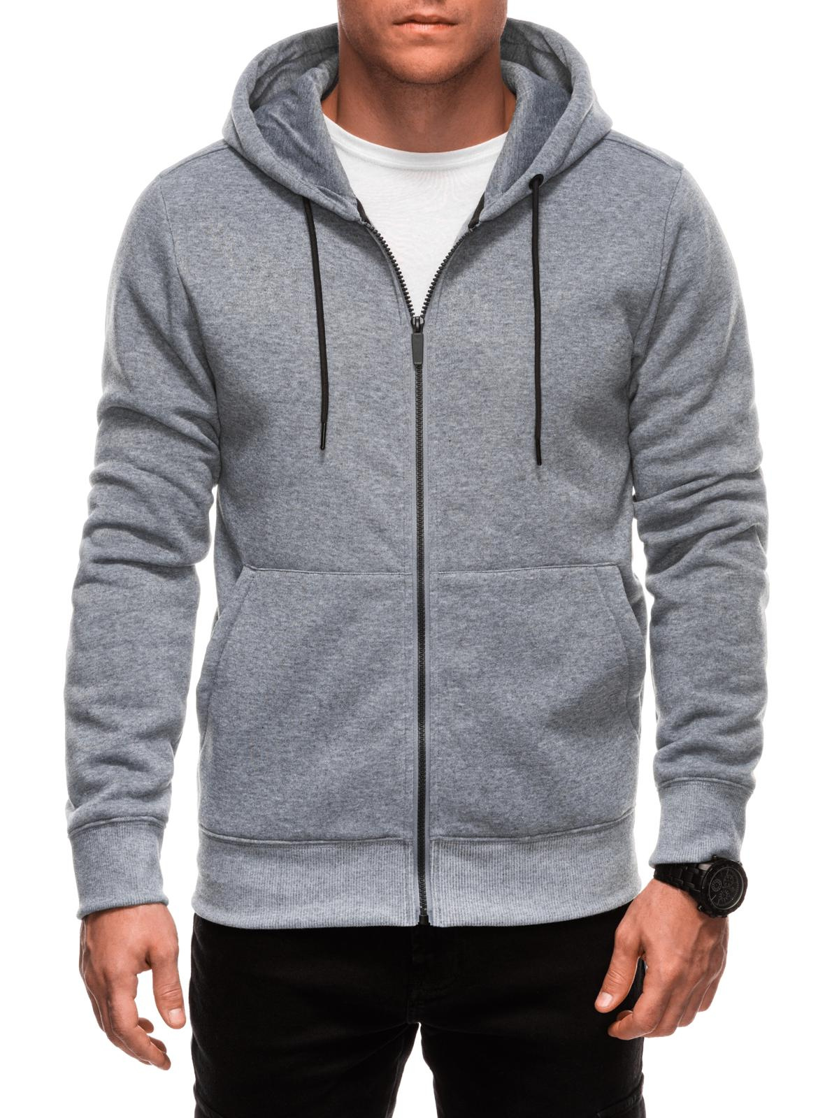 Edoti Unzipped men&#039;s BASIC hooded sweatshirt - grey melange