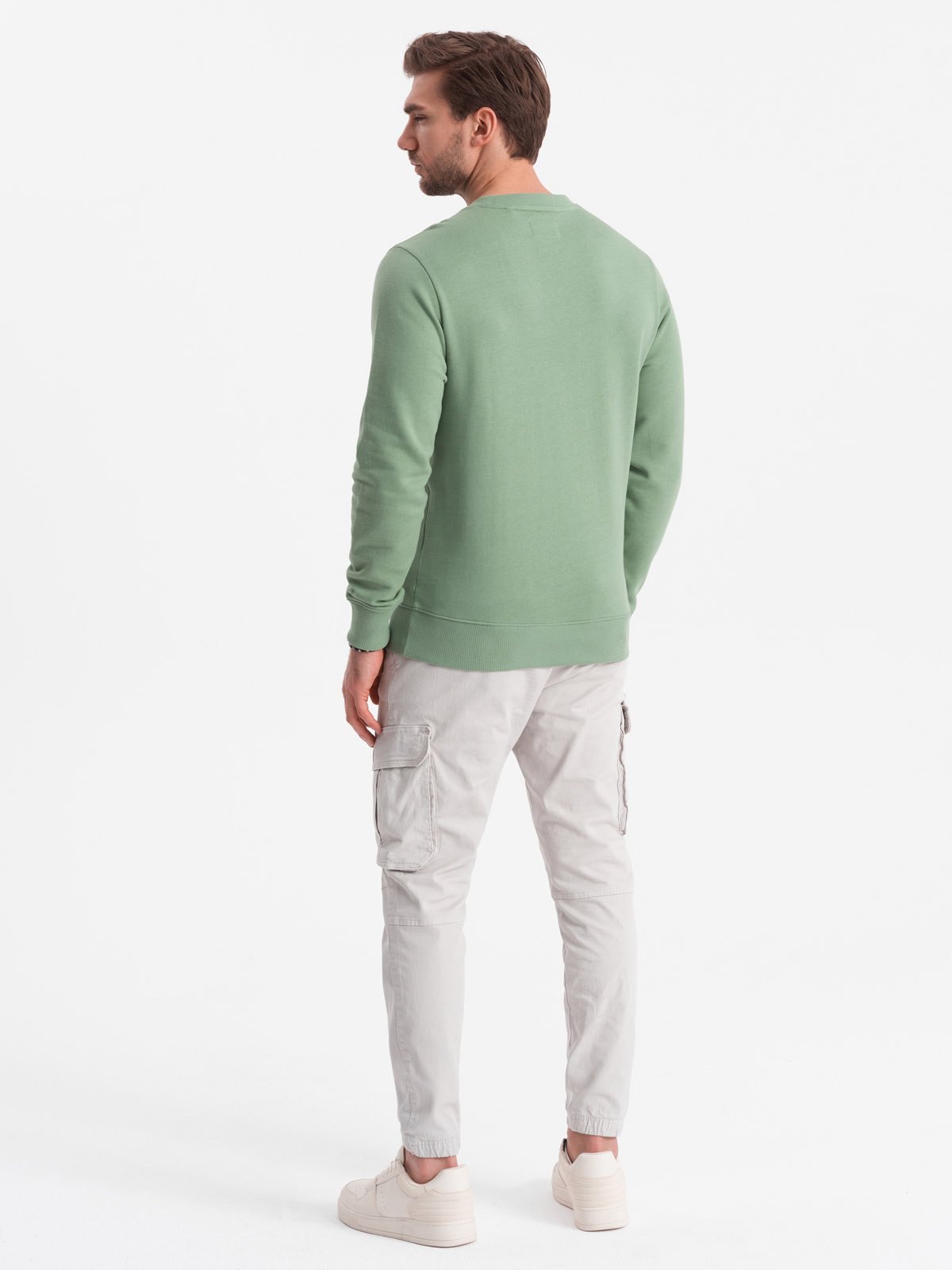 Ombre Men&#039;s BASIC sweatshirt with round neckline - green