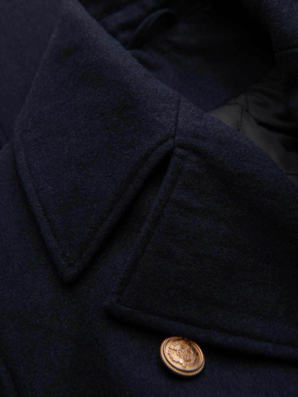 Ombre Men&#039;s navy double-breasted wool coat - navy blue