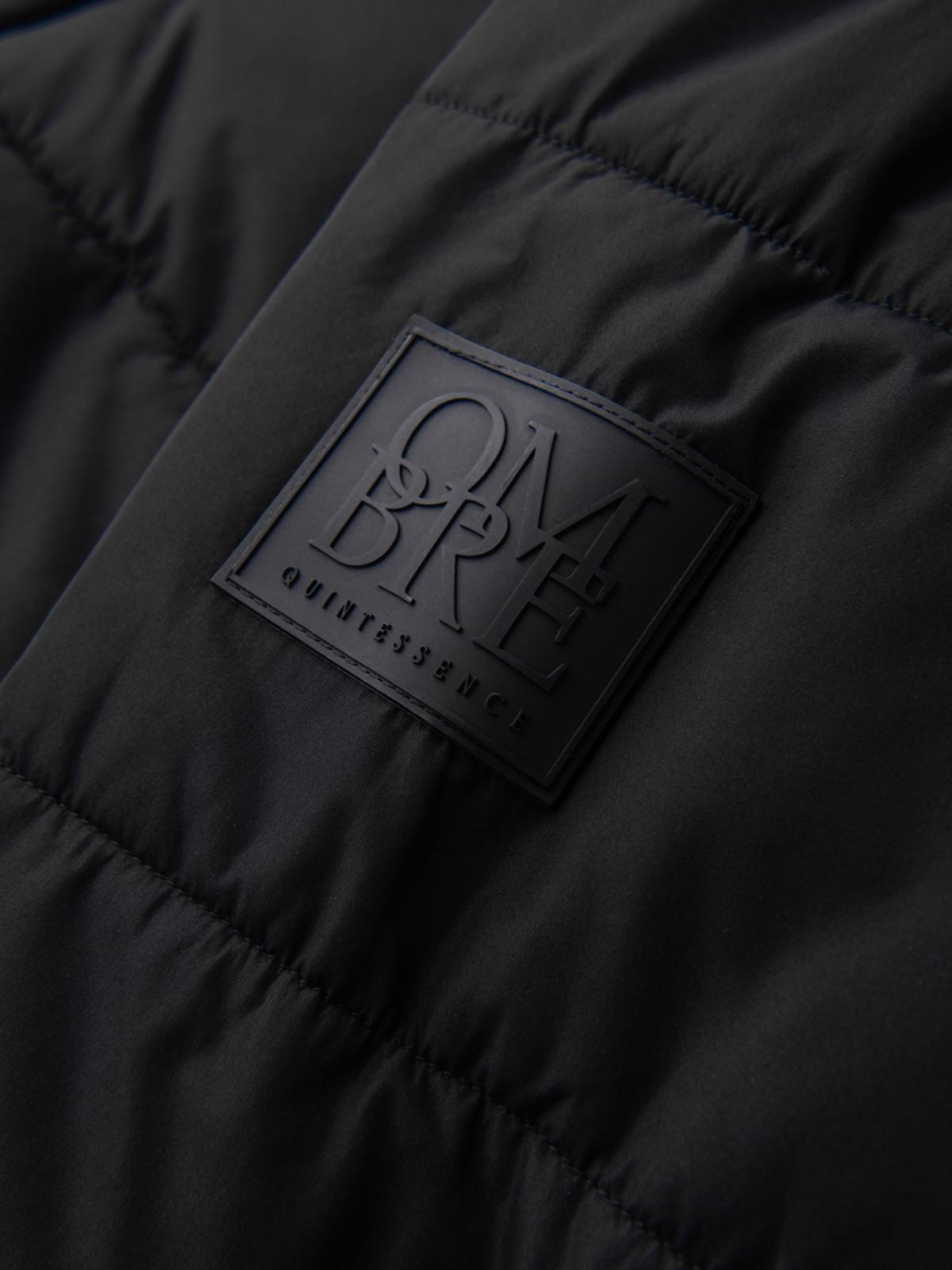 Ombre Men&#039;s quilted long jacket with detachable hood - black