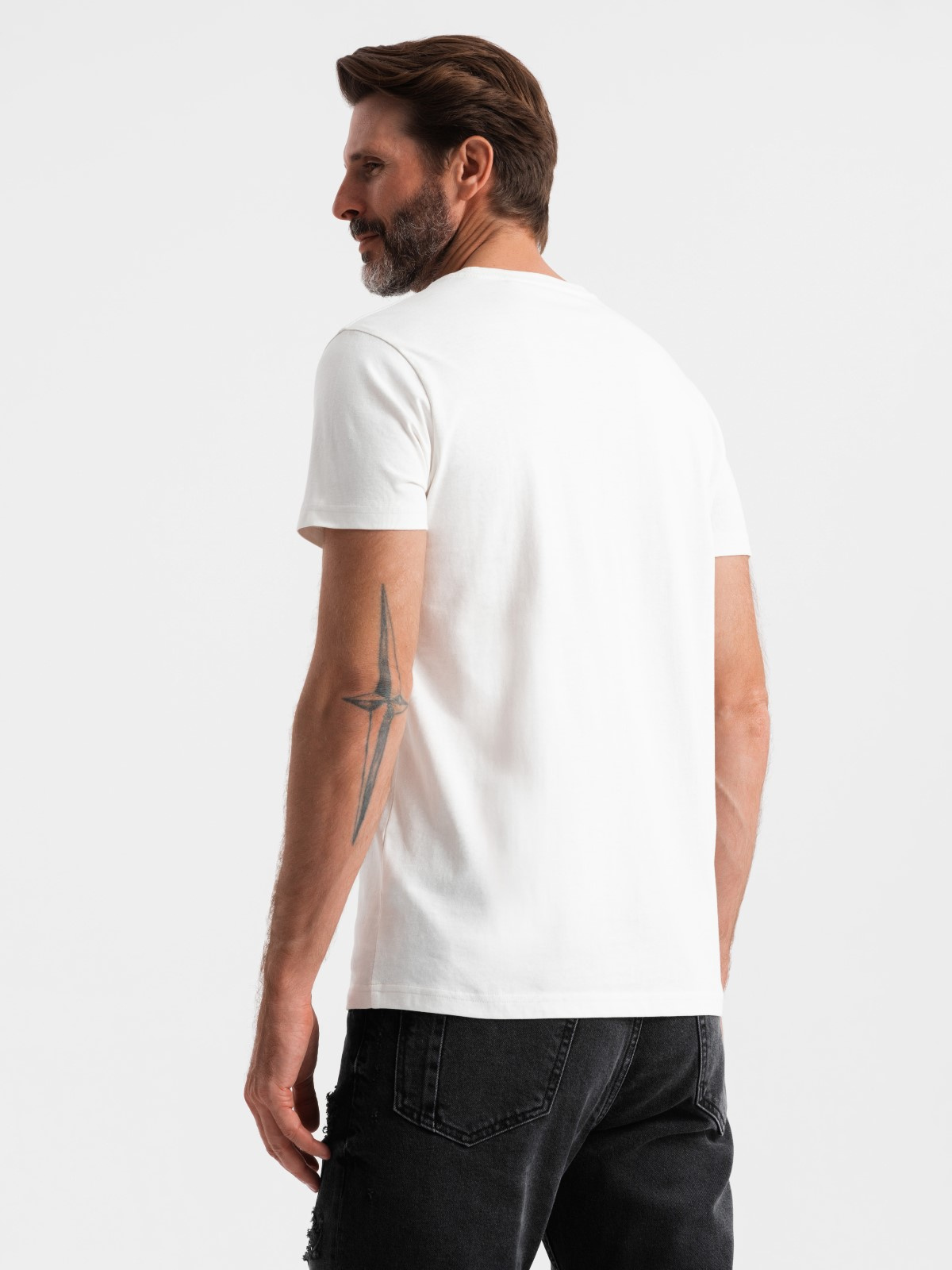 Ombre Men's cotton t-shirt with double printed logo - white