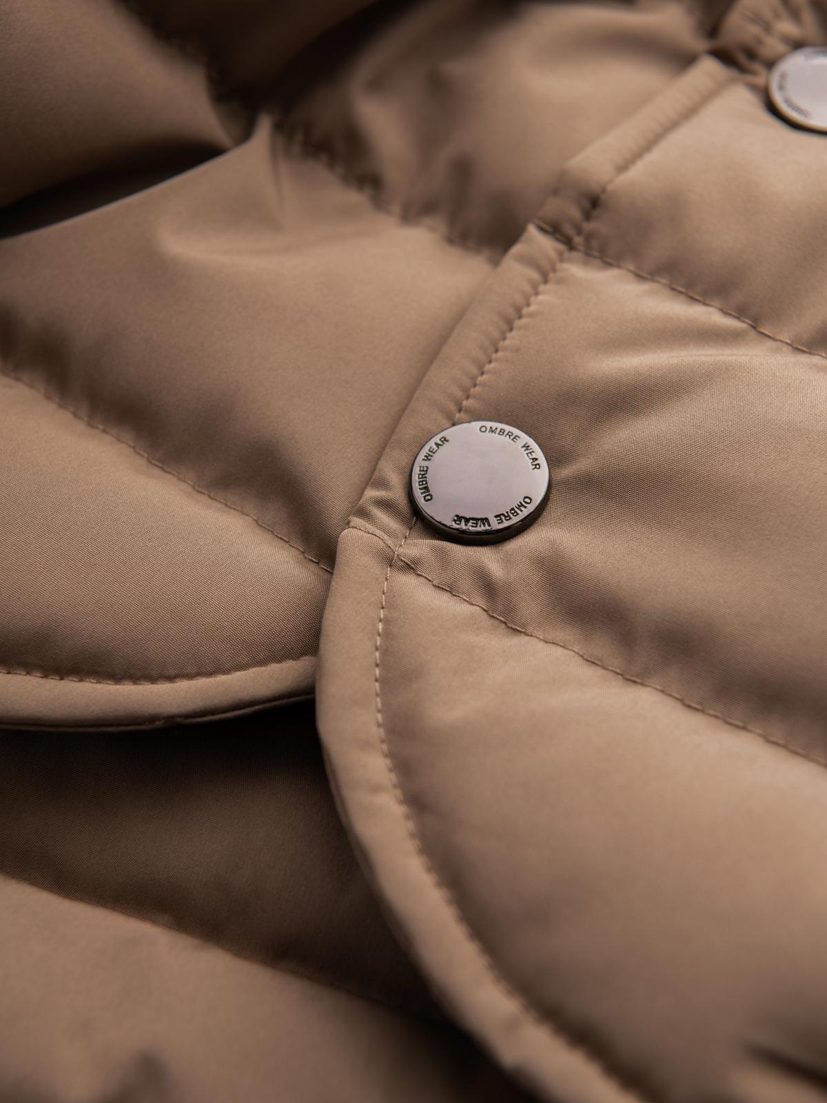 Ombre Men's quilted jacket with jacket cut - beige