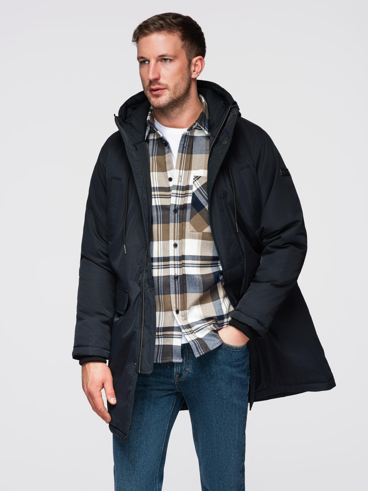 Ombre Classic long men&#039;s parka jacket - black