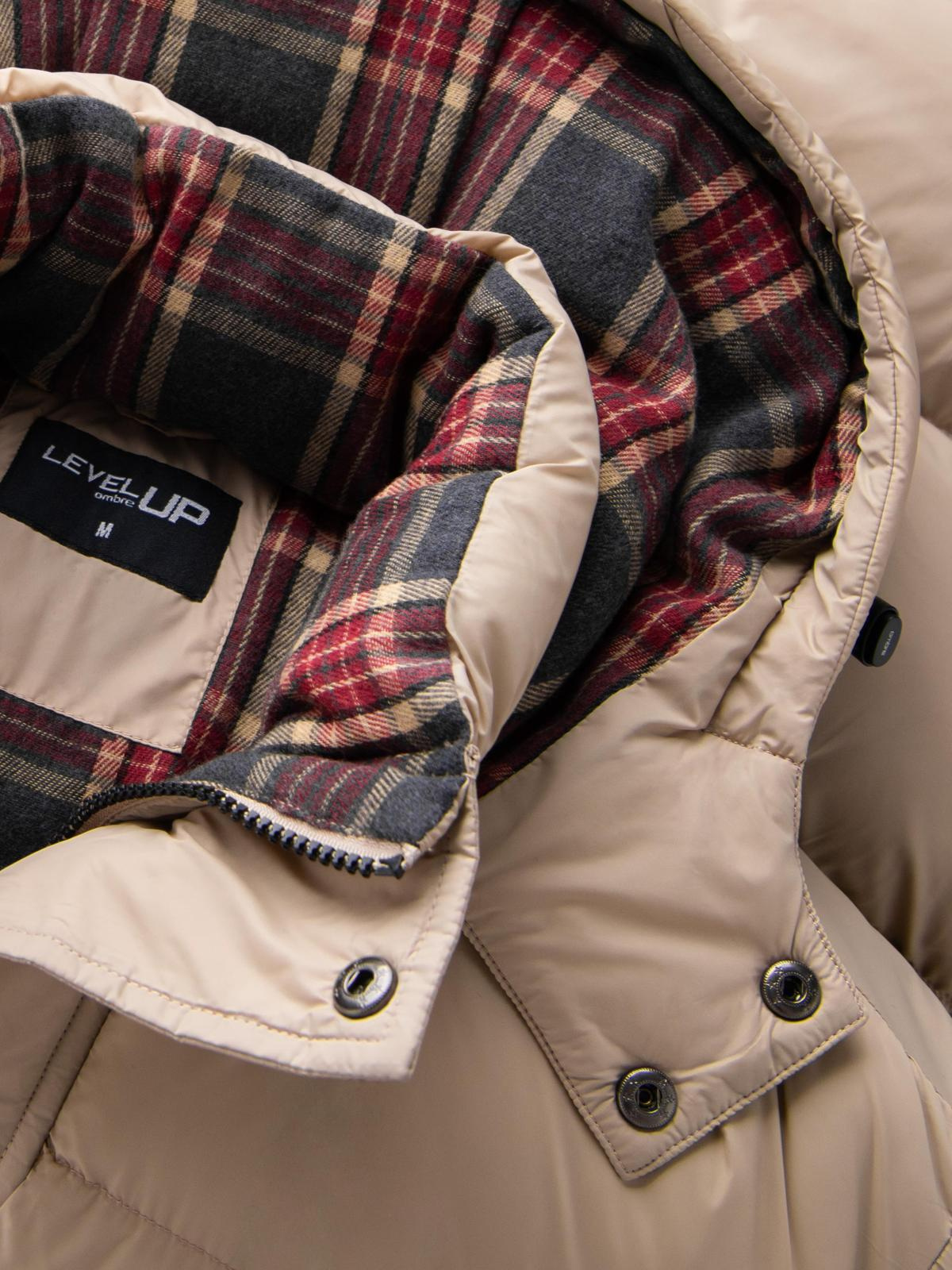 Ombre Men's puffer jacket with check lining - beige