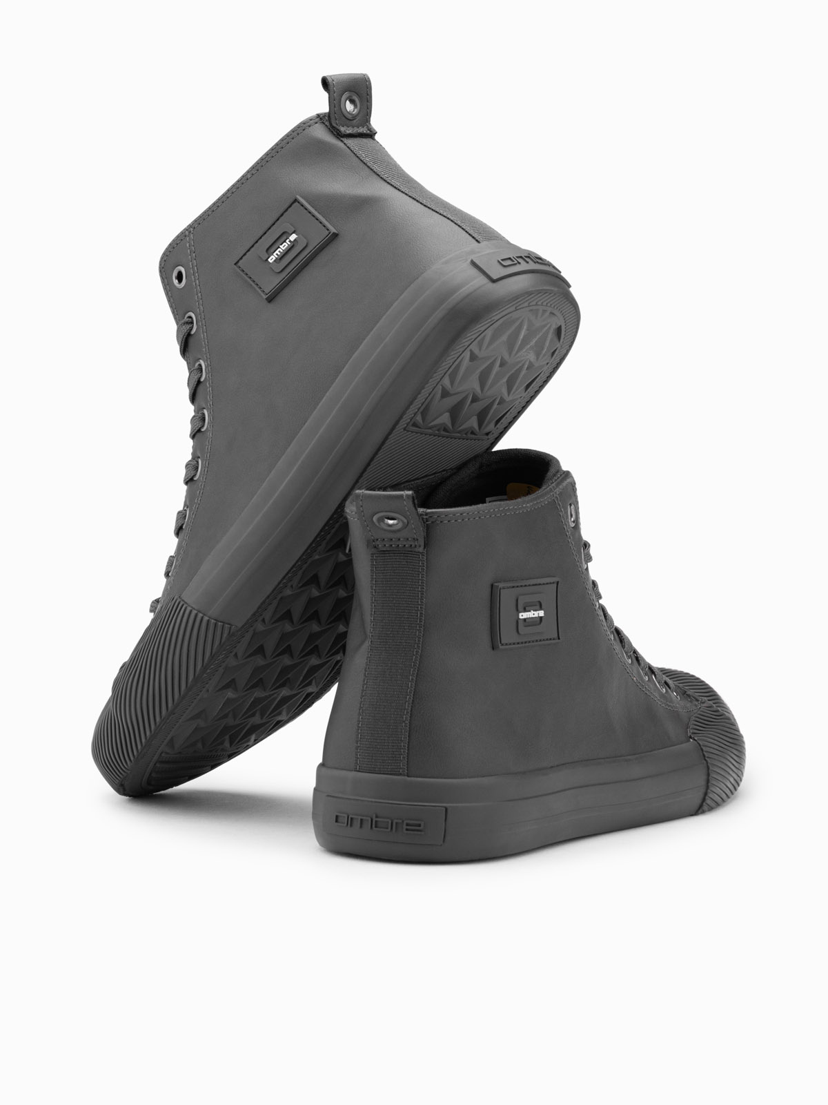 Ombre Men&#039;s high-top sneakers with decorative toe - gray