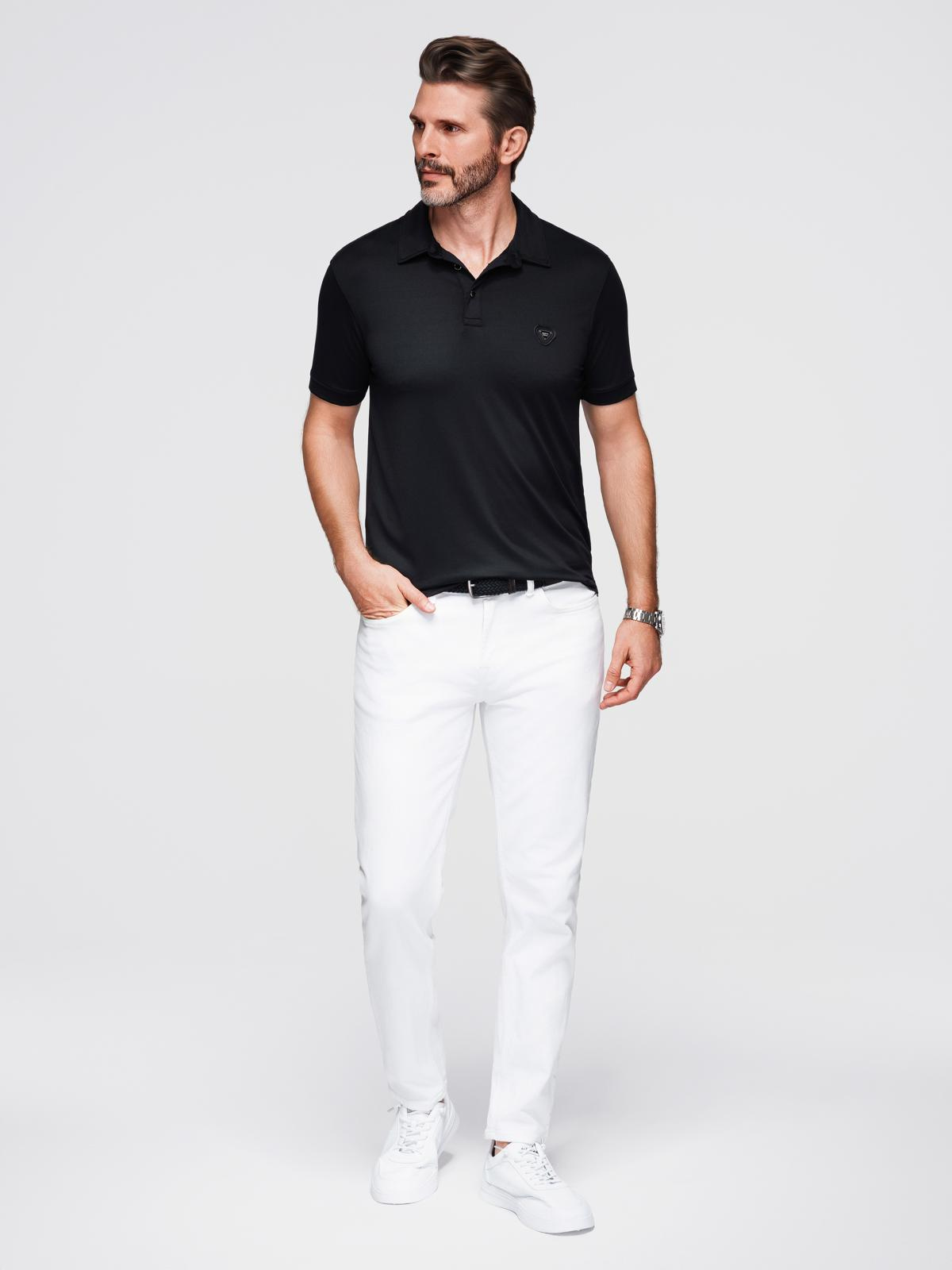 Ombre Stylish men's stretch fabric polo shirt - black