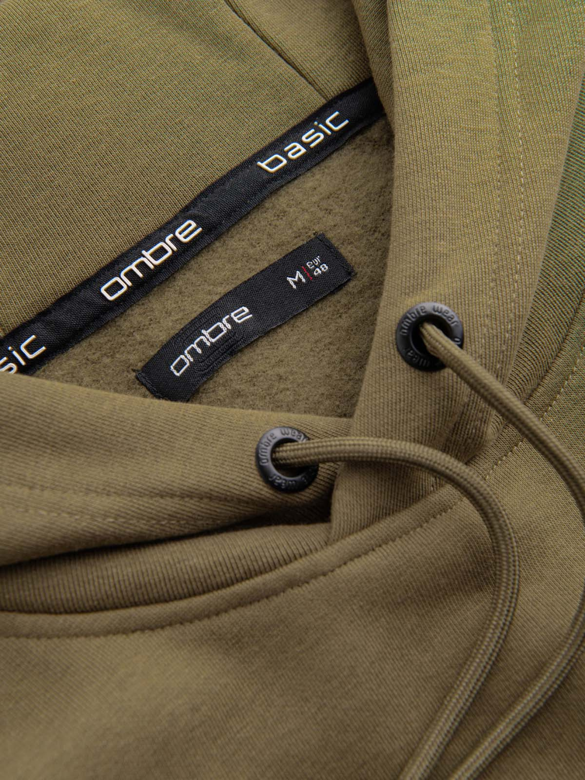 Ombre BASIC men's cotton kangaroo hooded sweatshirt - olive