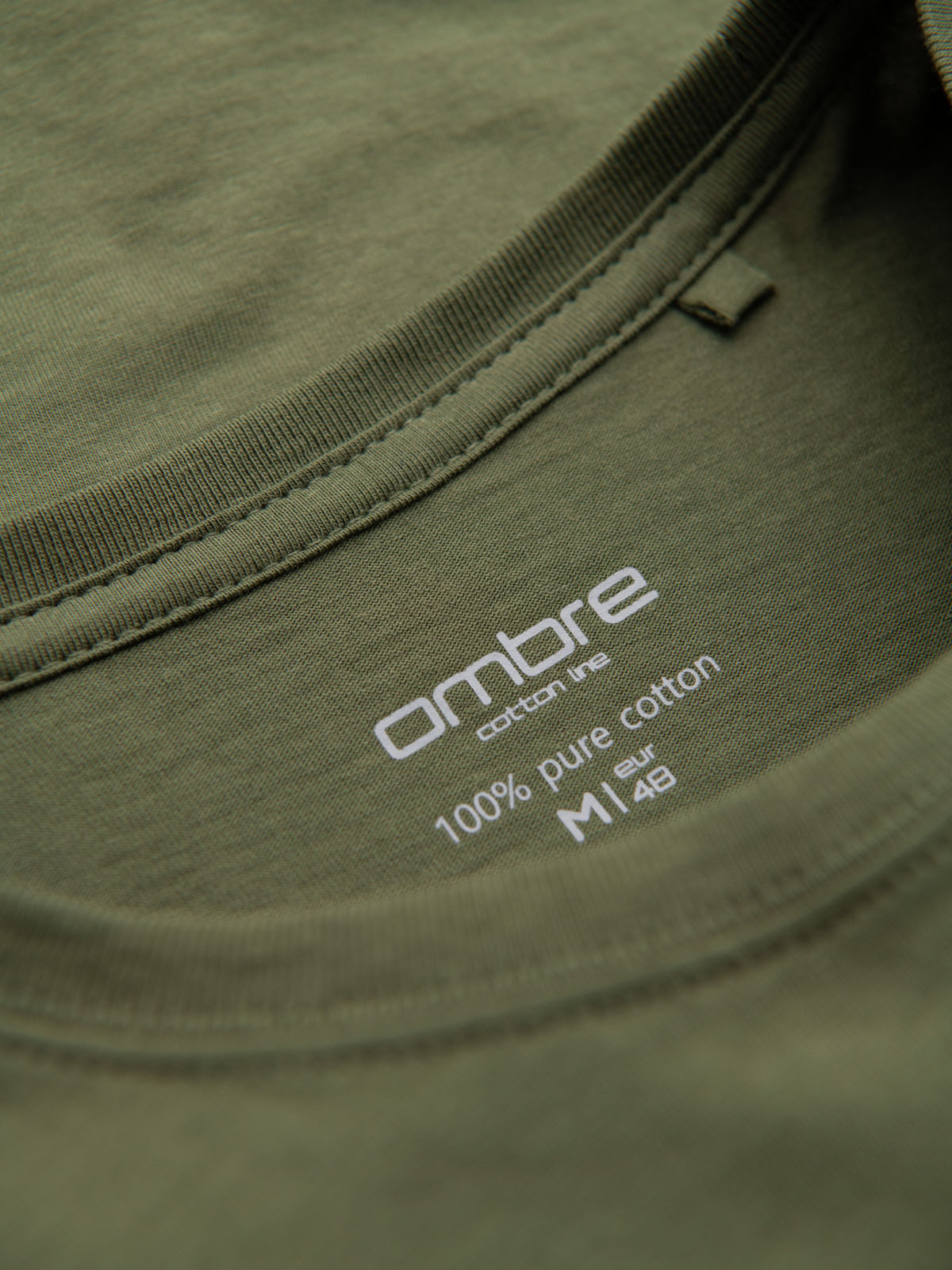 Ombre BASIC men's classic cotton T-shirt - khaki