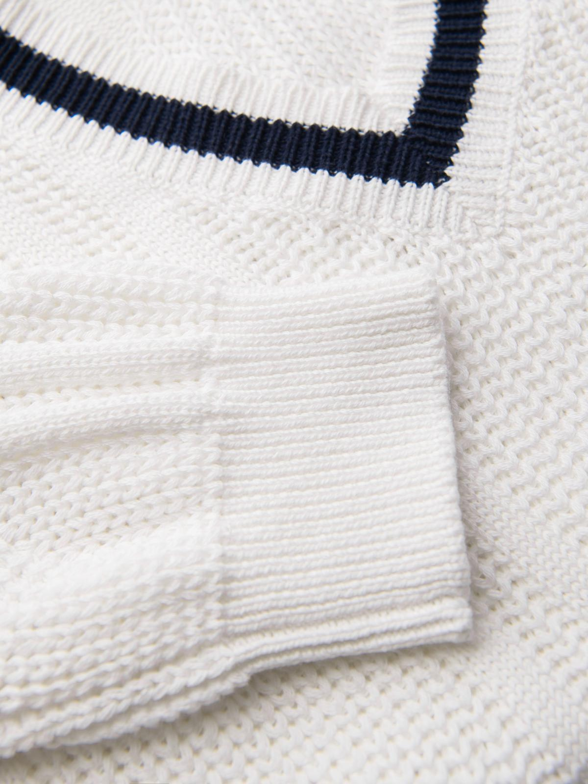 Ombre Men's plaid sweater with crew neckline - white