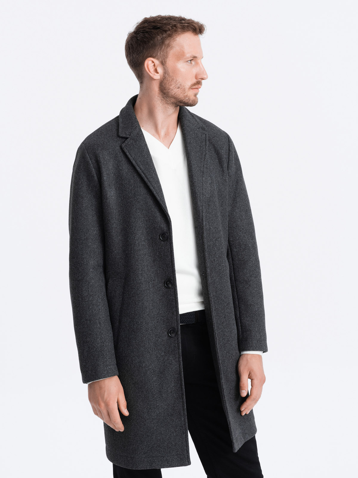 Ombre Men&#039;s lightweight single-breasted coat - graphite