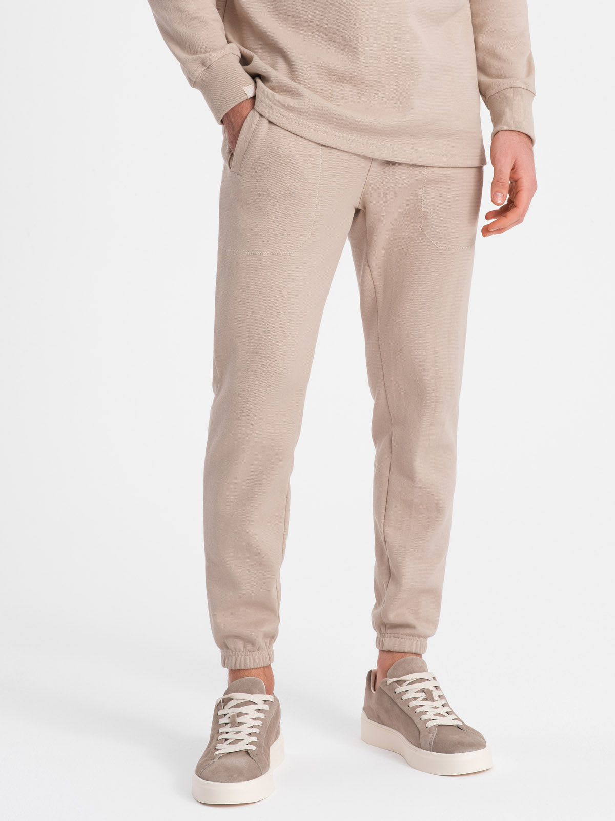 Ombre Men's tracksuit set sweatshirt with polo collar + pants