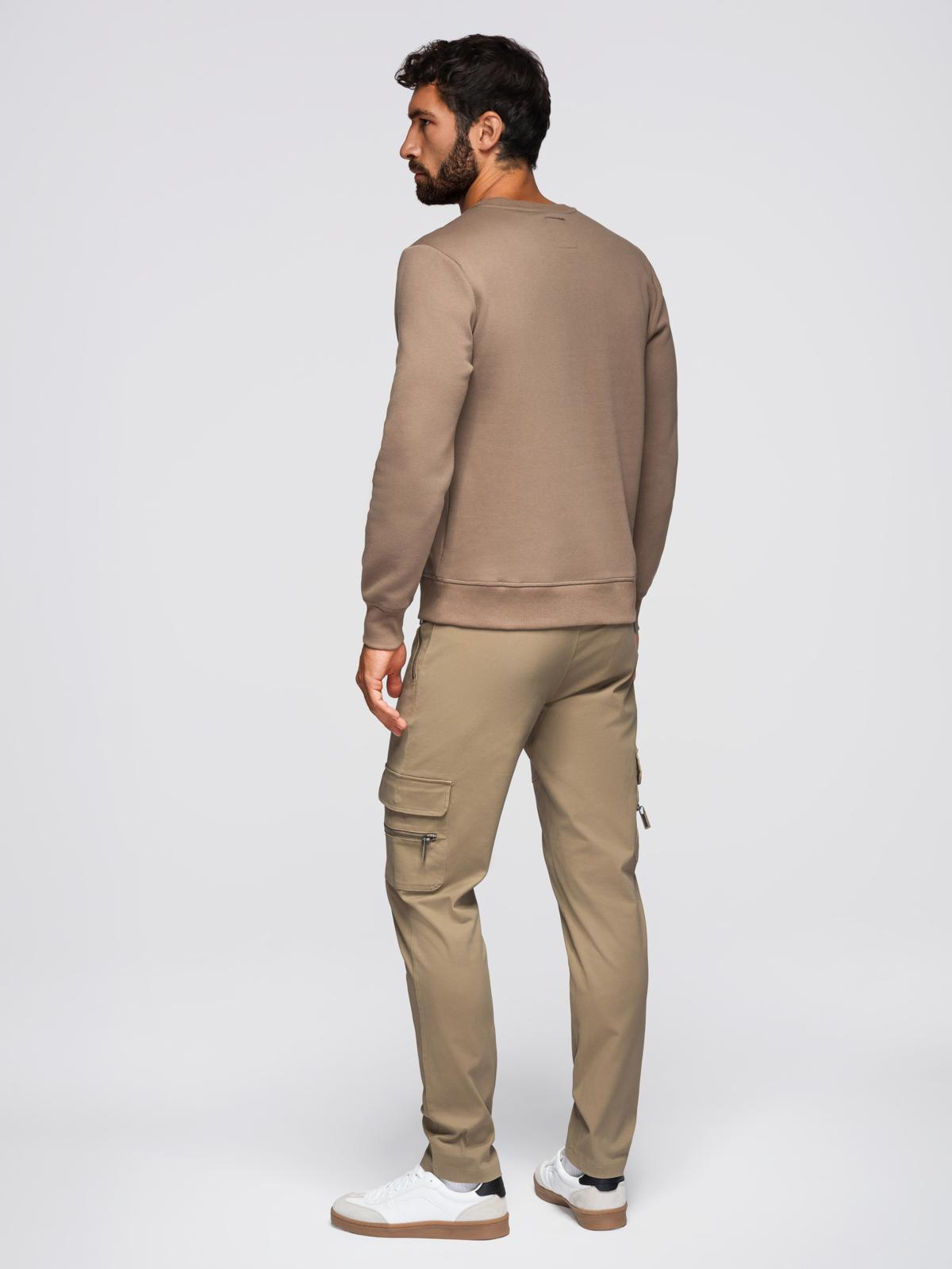 Ombre Classic men's sweatshirt with round neckline - light brown