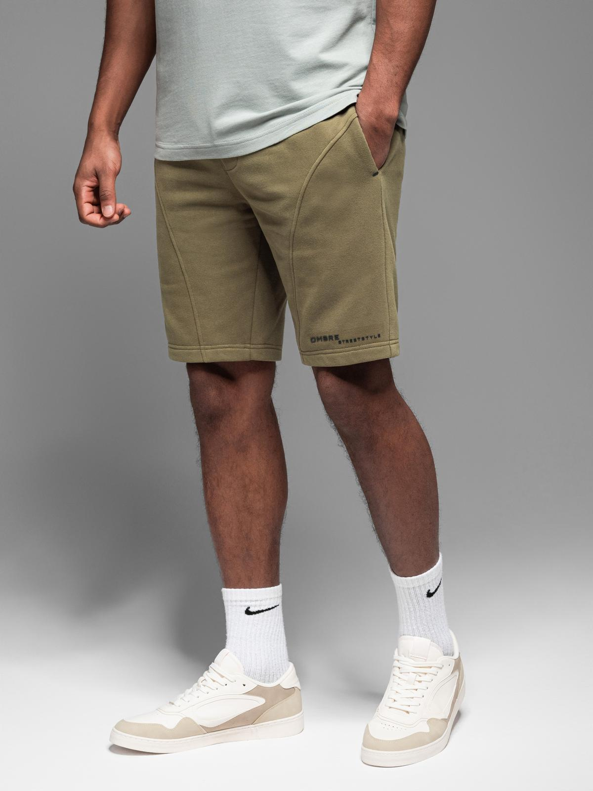 Ombre Fitted men's printed short sweat shorts - olive