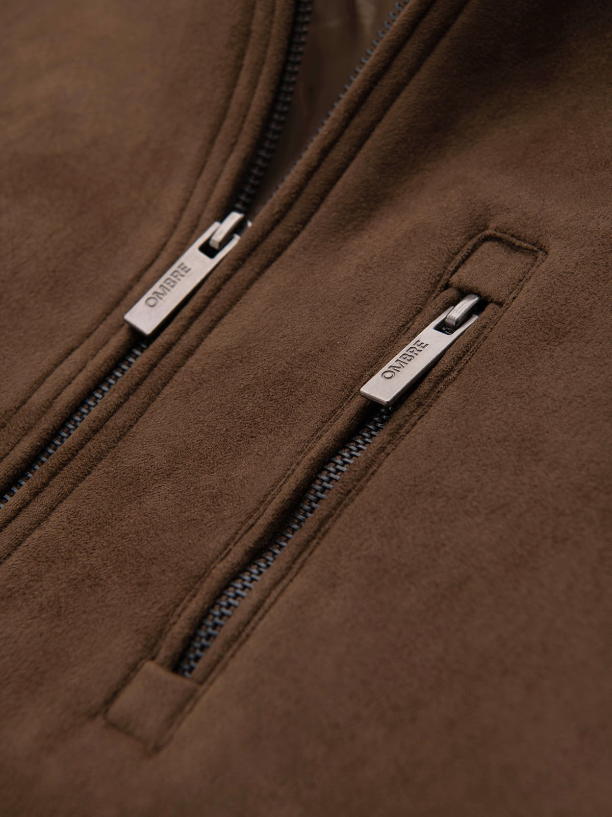 Ombre Men&#039;s imitation suede bomber jacket - brown