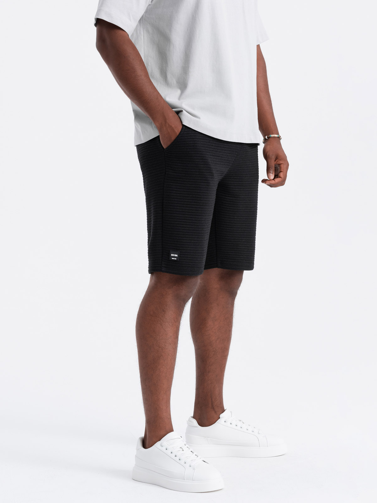 Ombre Men&#039;s short ottoman knit sweat shorts - black
