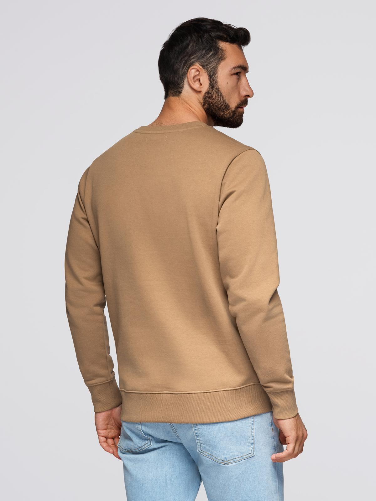 Ombre Men&#039;s BASIC sweatshirt with round neckline - brown