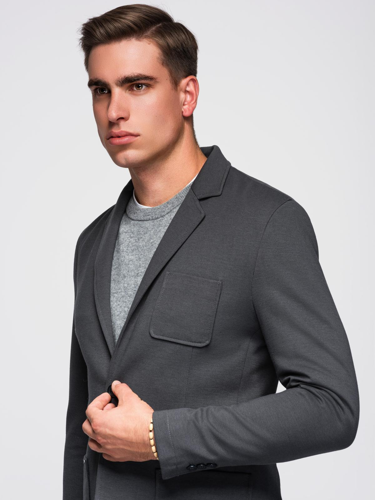 Ombre Men&#039;s SLIM knit jacket with subtle texture - graphite