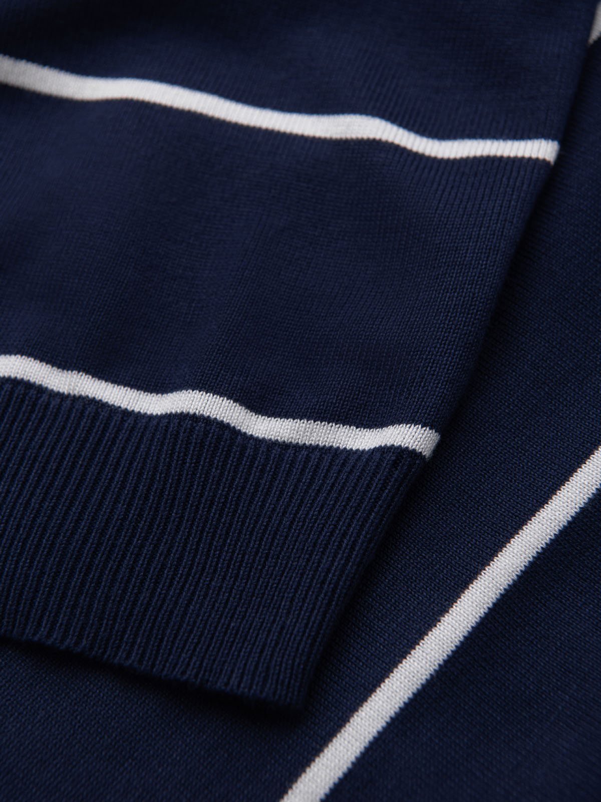 Ombre Men's horizontal striped polo shirt with viscose - navy blue and white