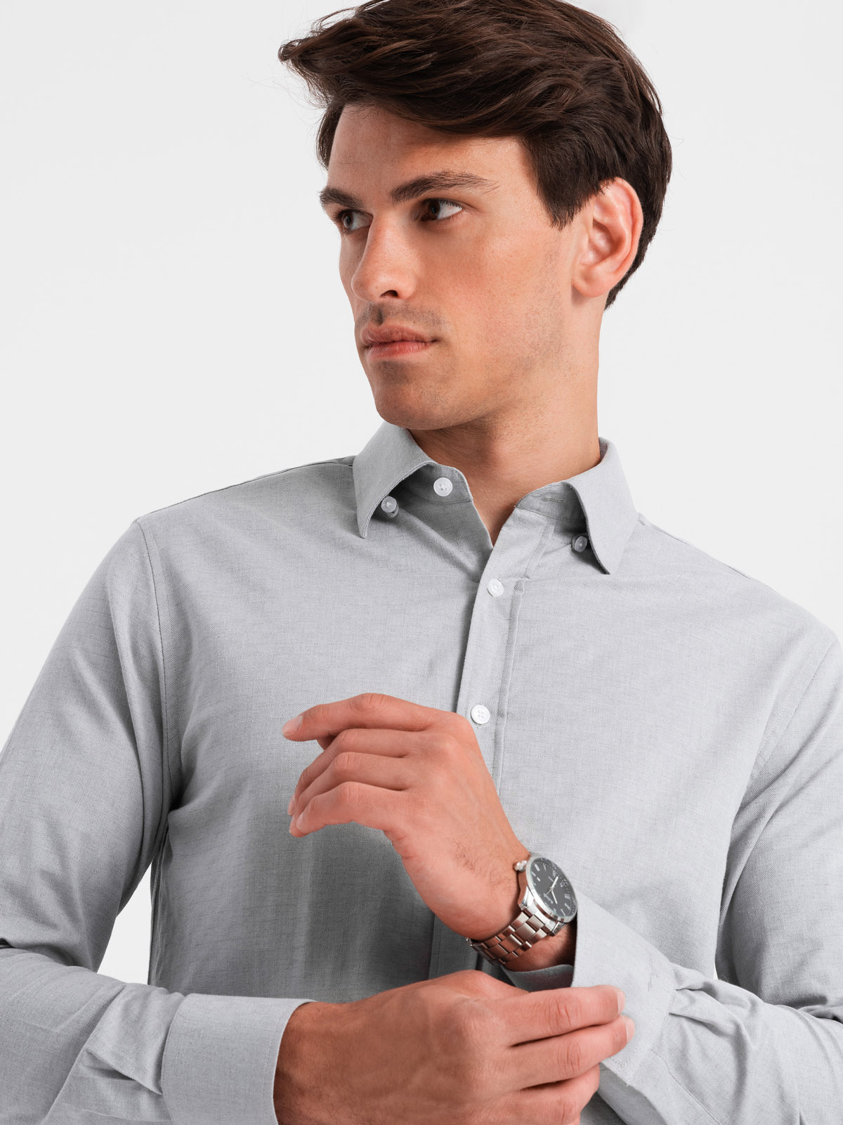 Ombre Men's SLIM FIT Shirt In Decorative Fabric - Gray