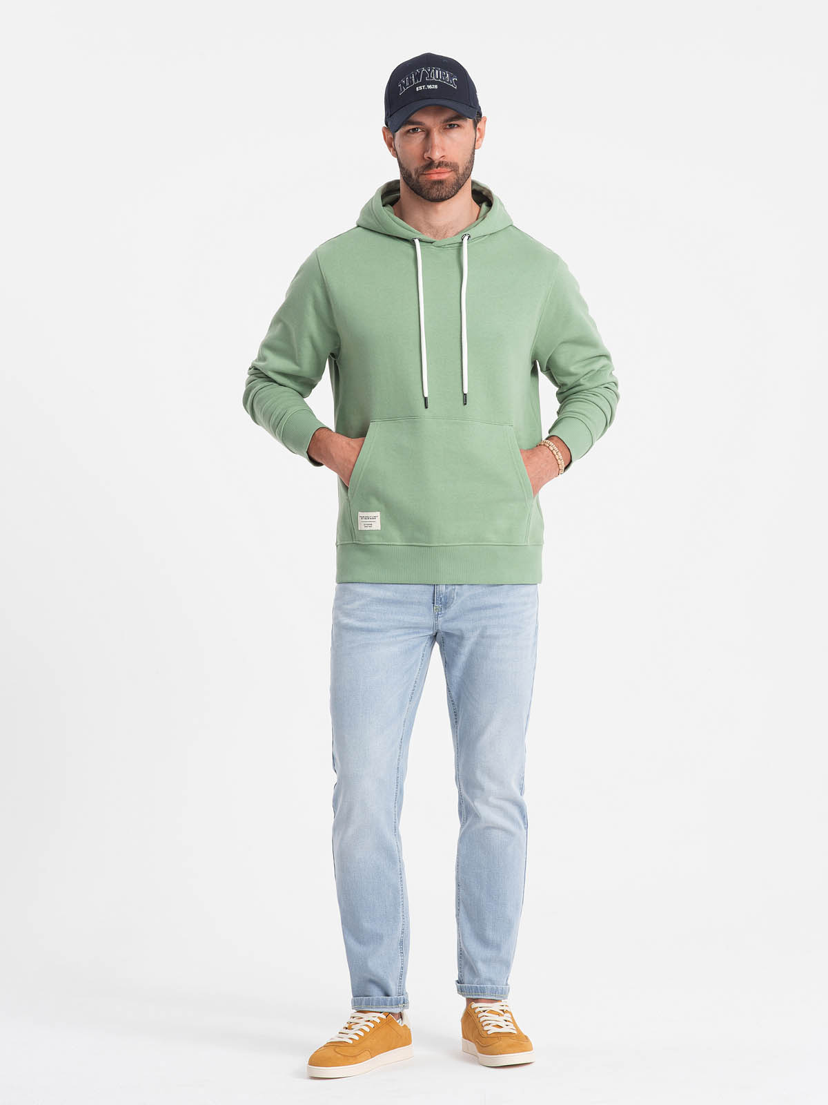 Ombre Men&#039;s kangaroo sweatshirt with hood - green