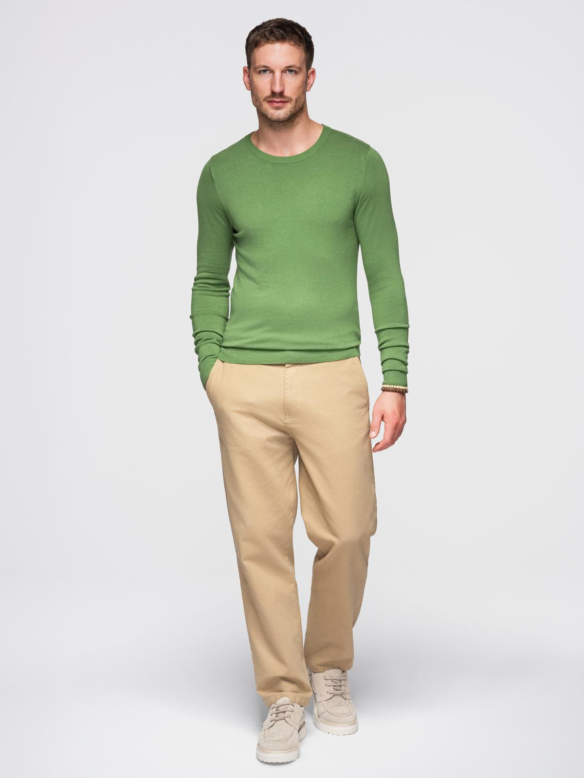 Ombre Classic men's sweater with round neckline - green