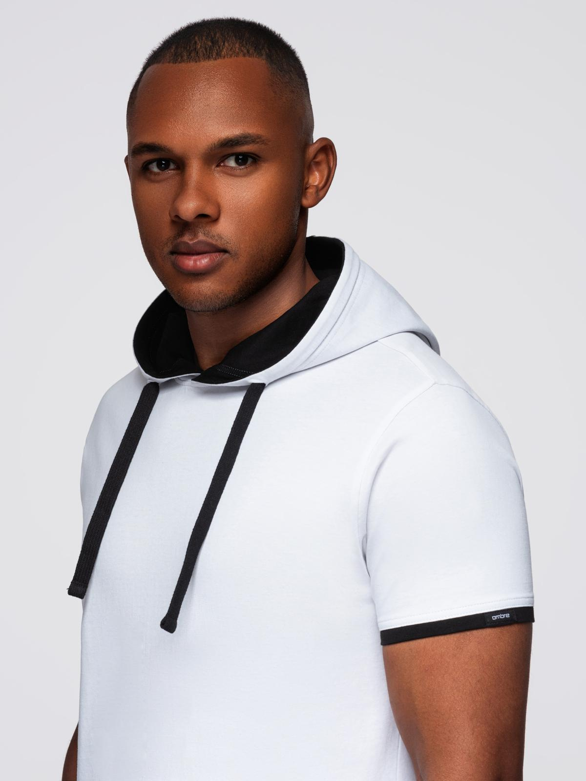 Ombre Men's hooded cotton t-shirt - white