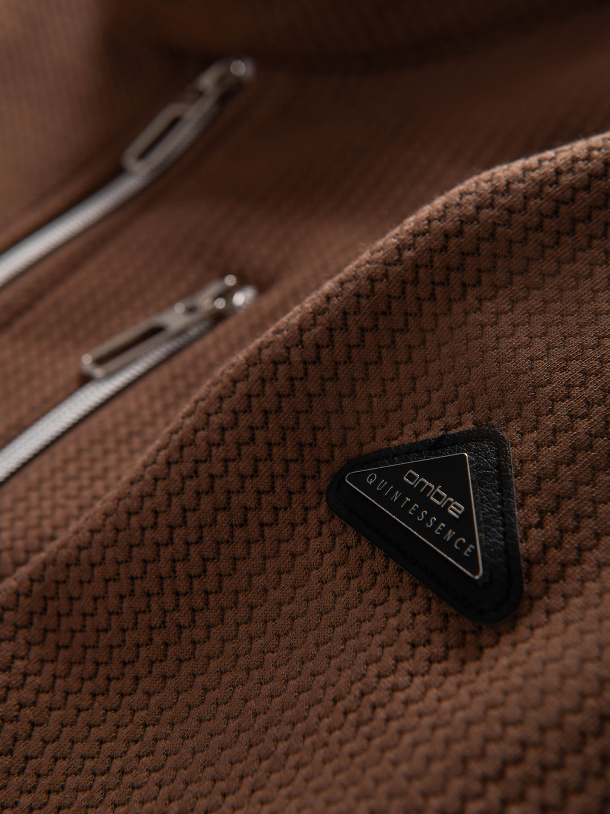 Ombre Men&#039;s structured biker jacket with stand-up collar - brown