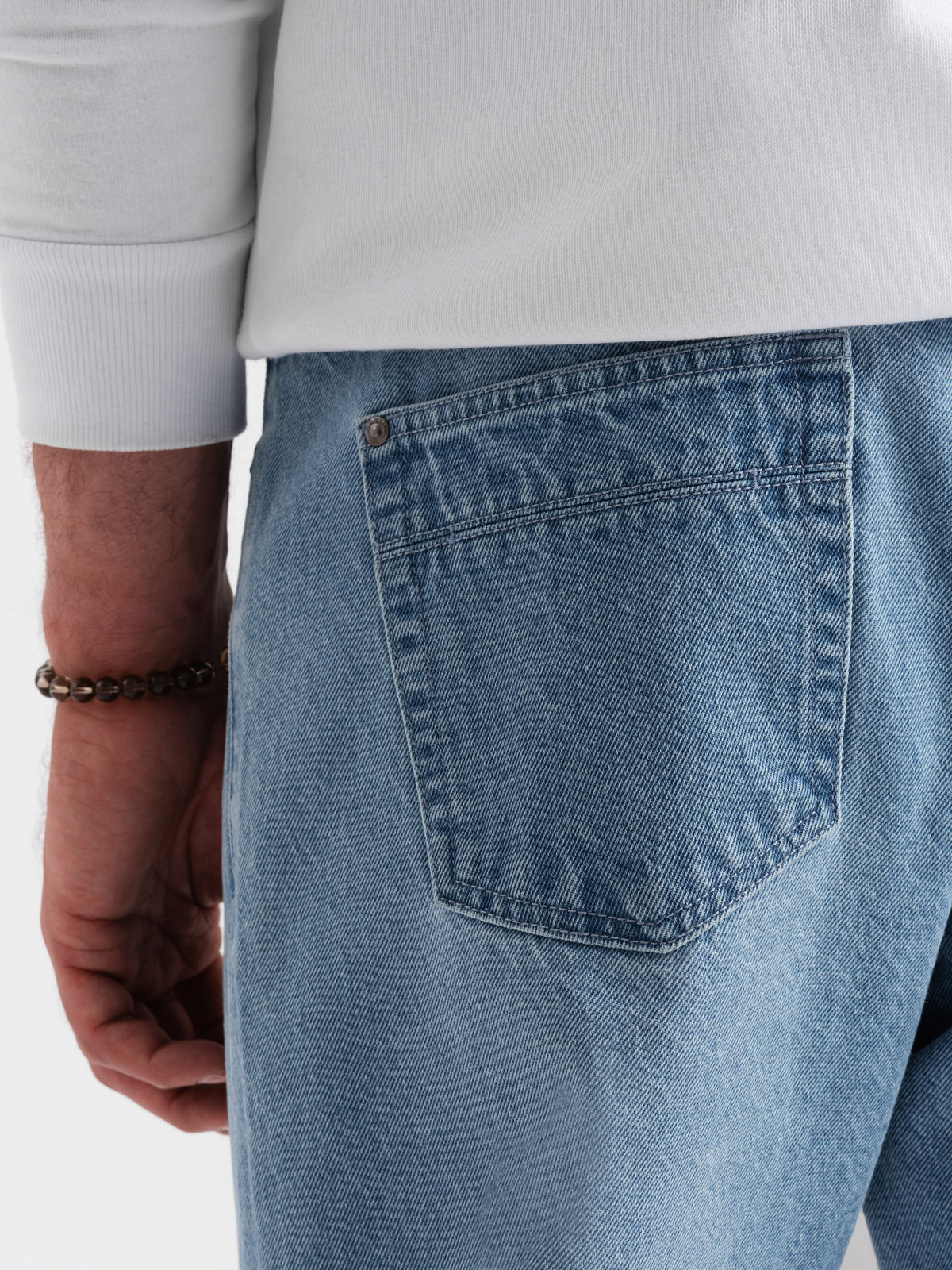 Ombre Men&#039;s TAPERED FIT denim pants with holes - light blue
