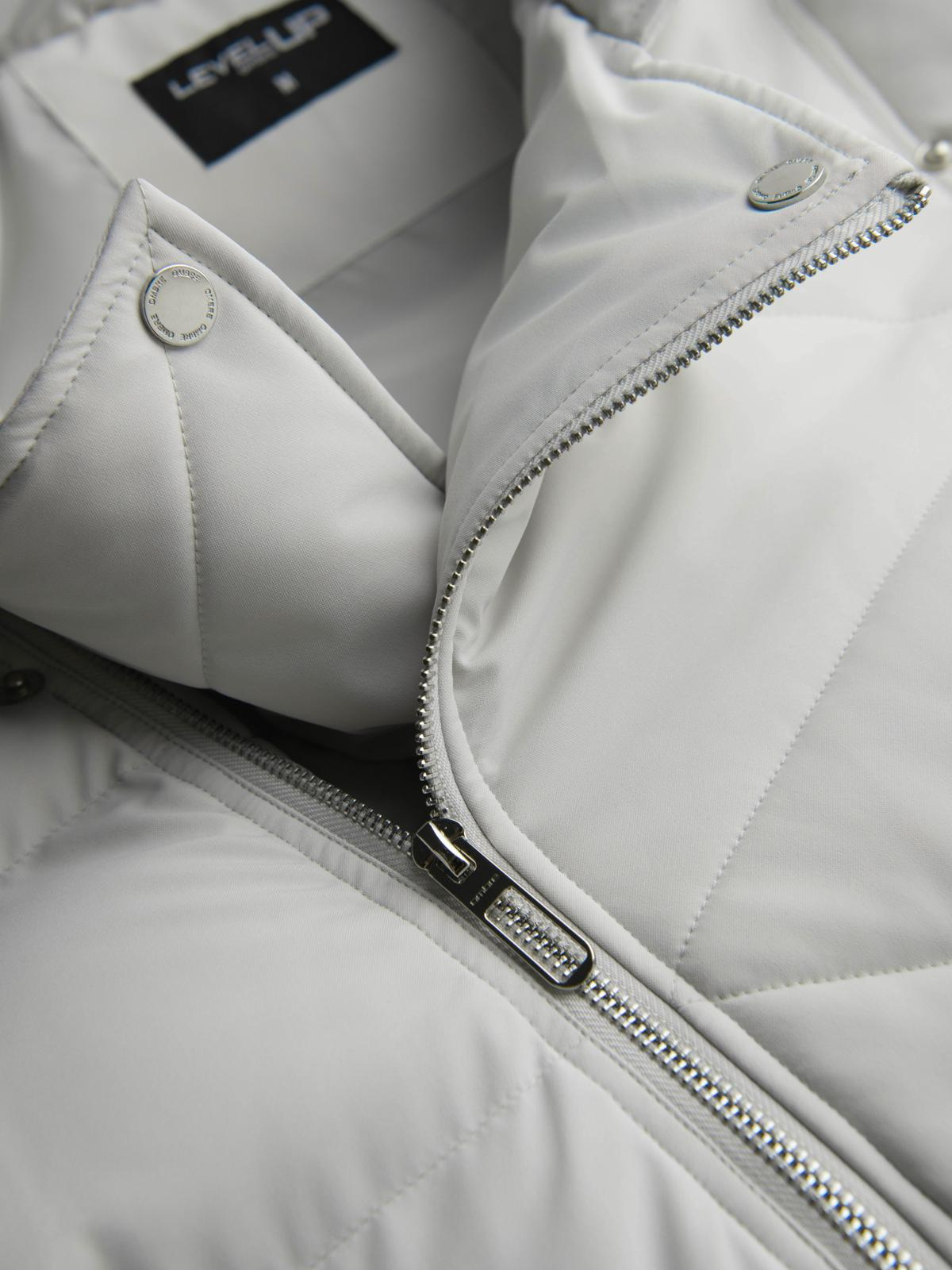 Ombre Men&#039;s quilted jacket with hooded ramonesque cut - light grey